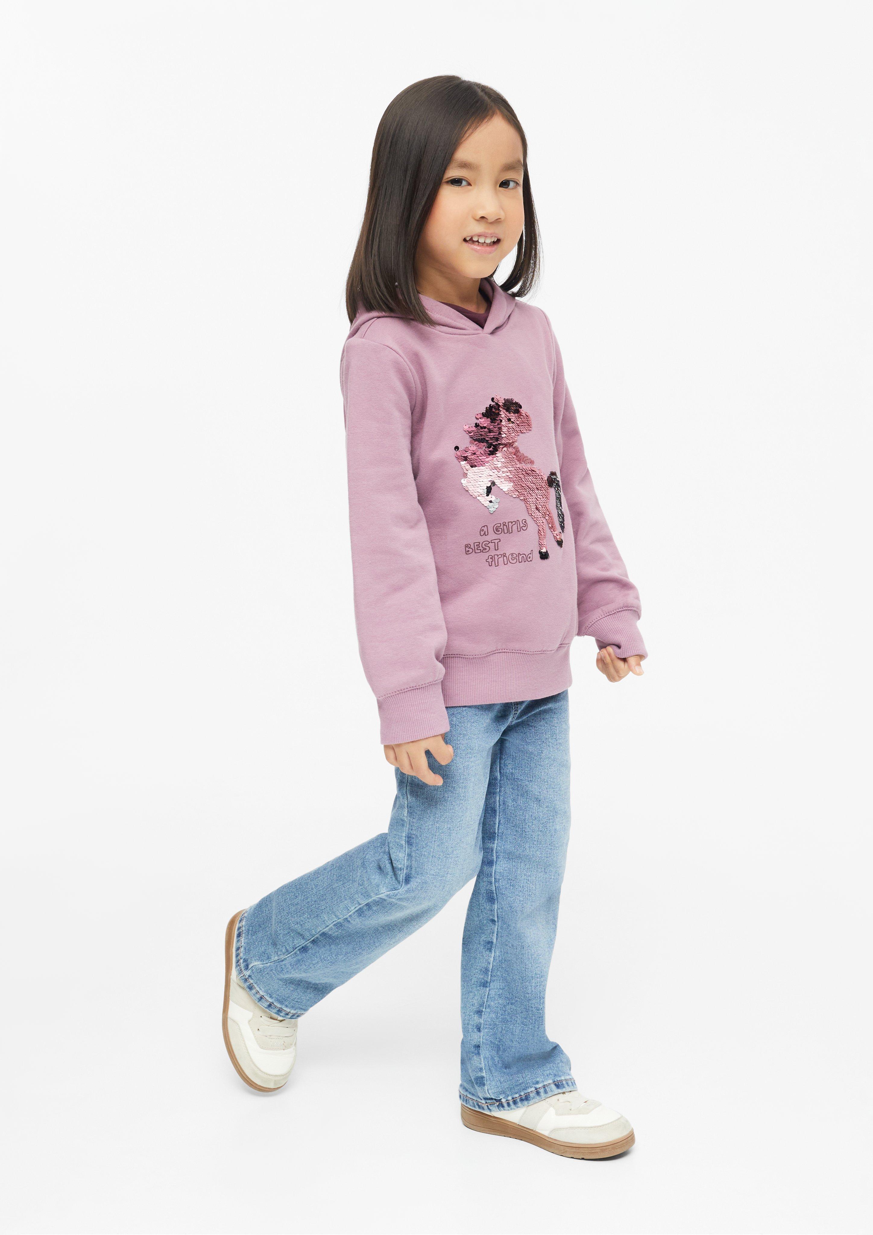 Junior Knusse hoodie met omkeerbare pailletten in roze van s.Oliver