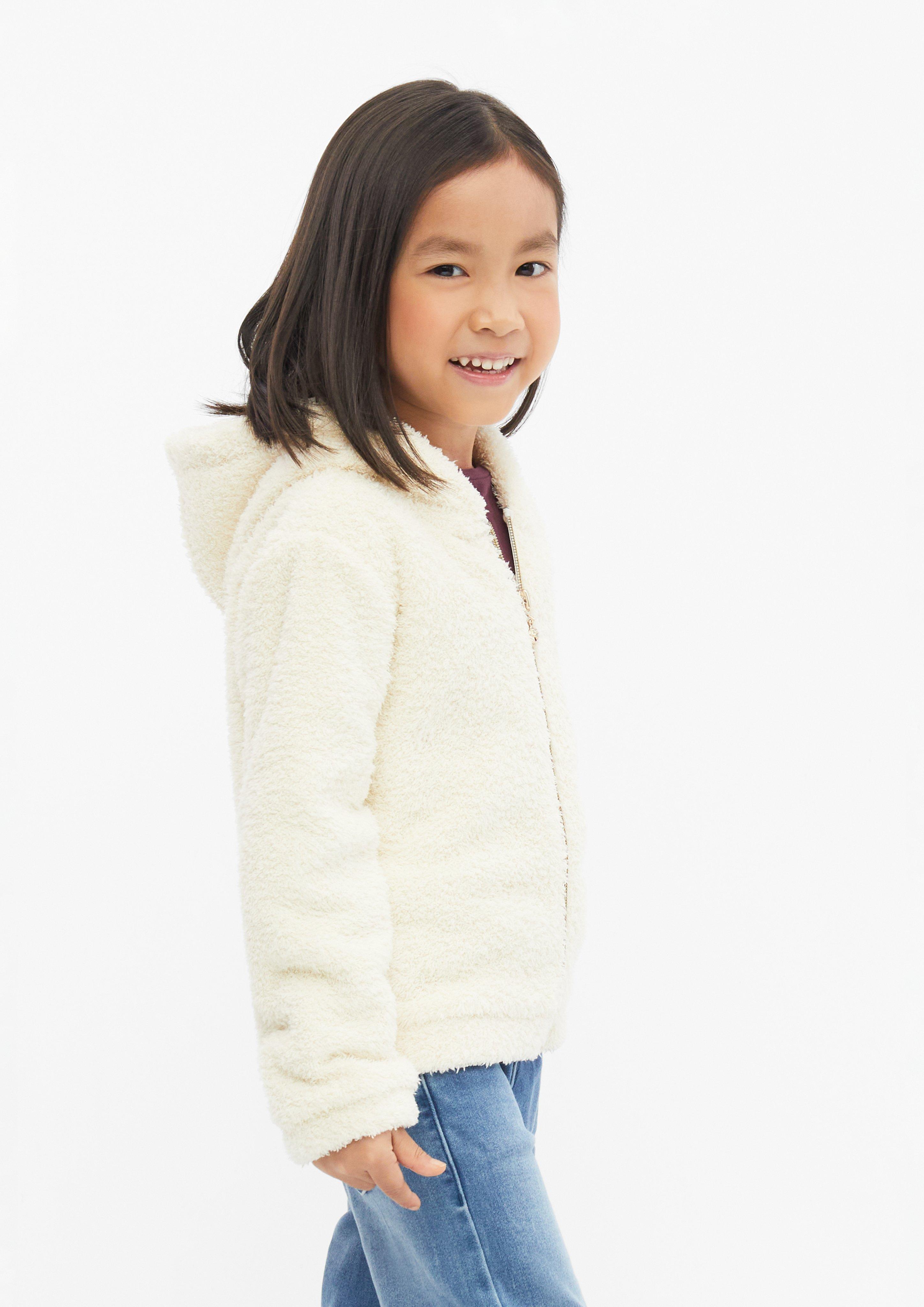 Veste à capuche en polaire Teddy avec écusson en beige clair de s.Oliver