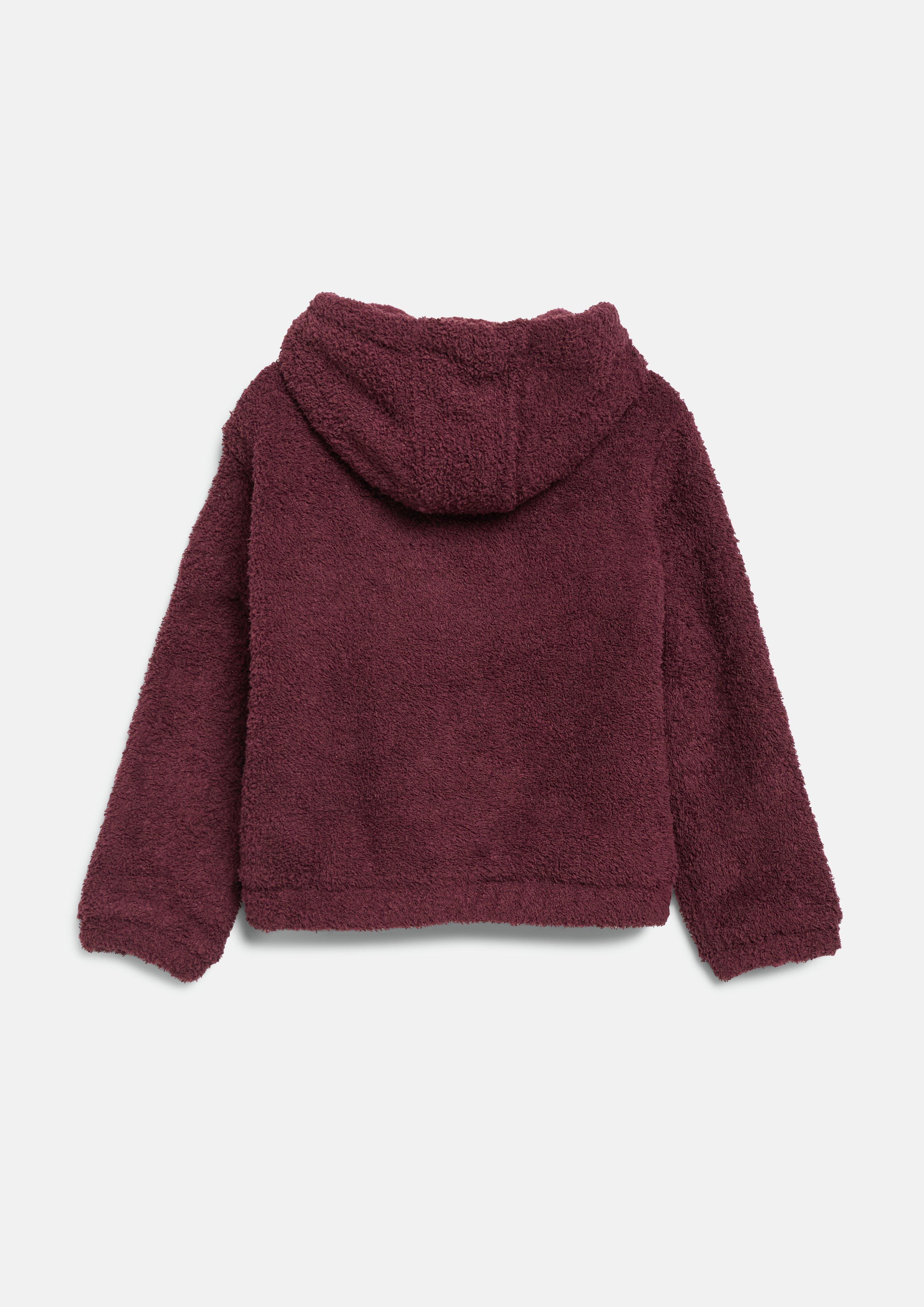 Kinder Kapuzenjacke aus Teddyfleece mit Patch in rot von s.Oliver
