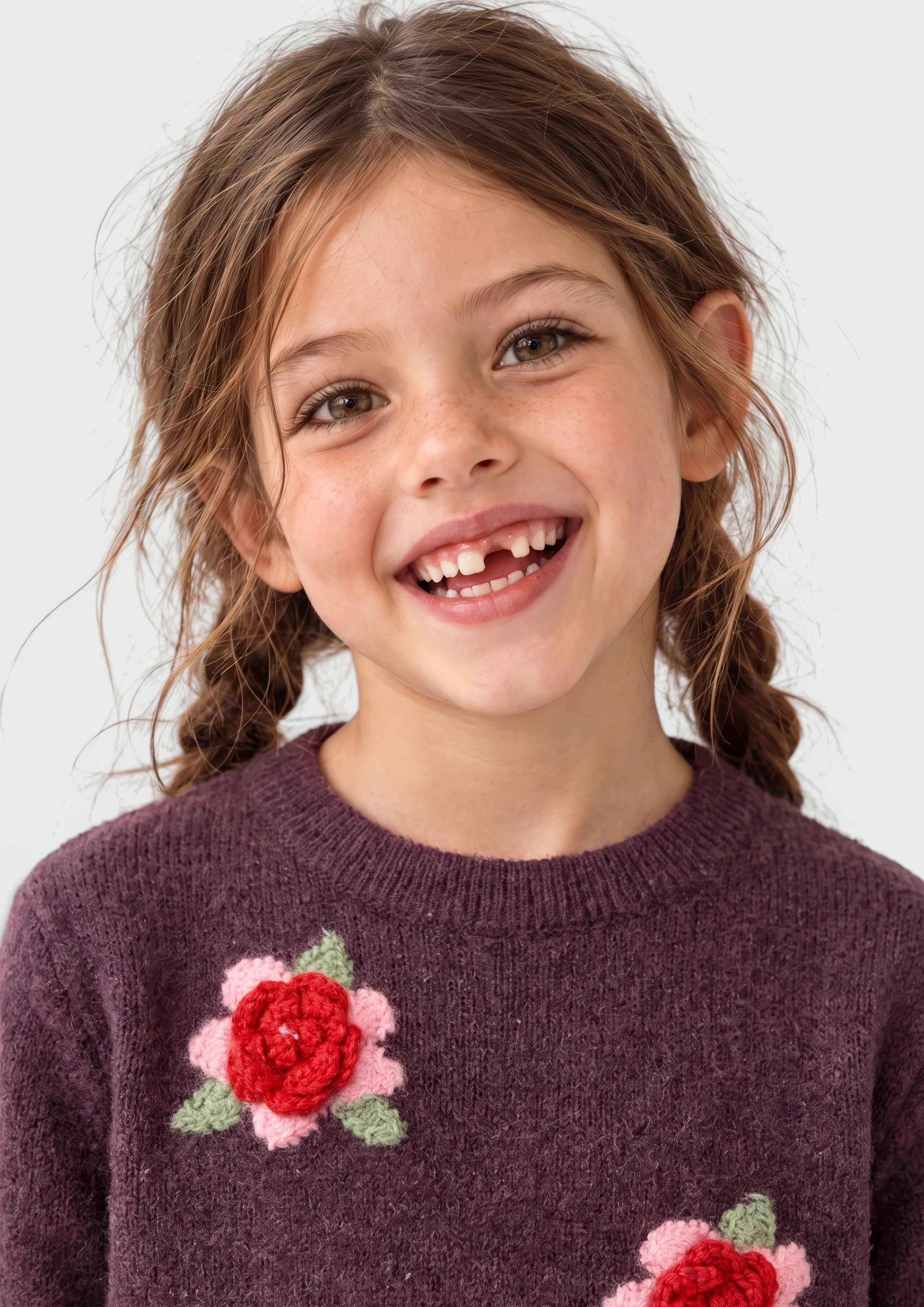 Junior Pull en maille avec application florale en rouge de s.Oliver