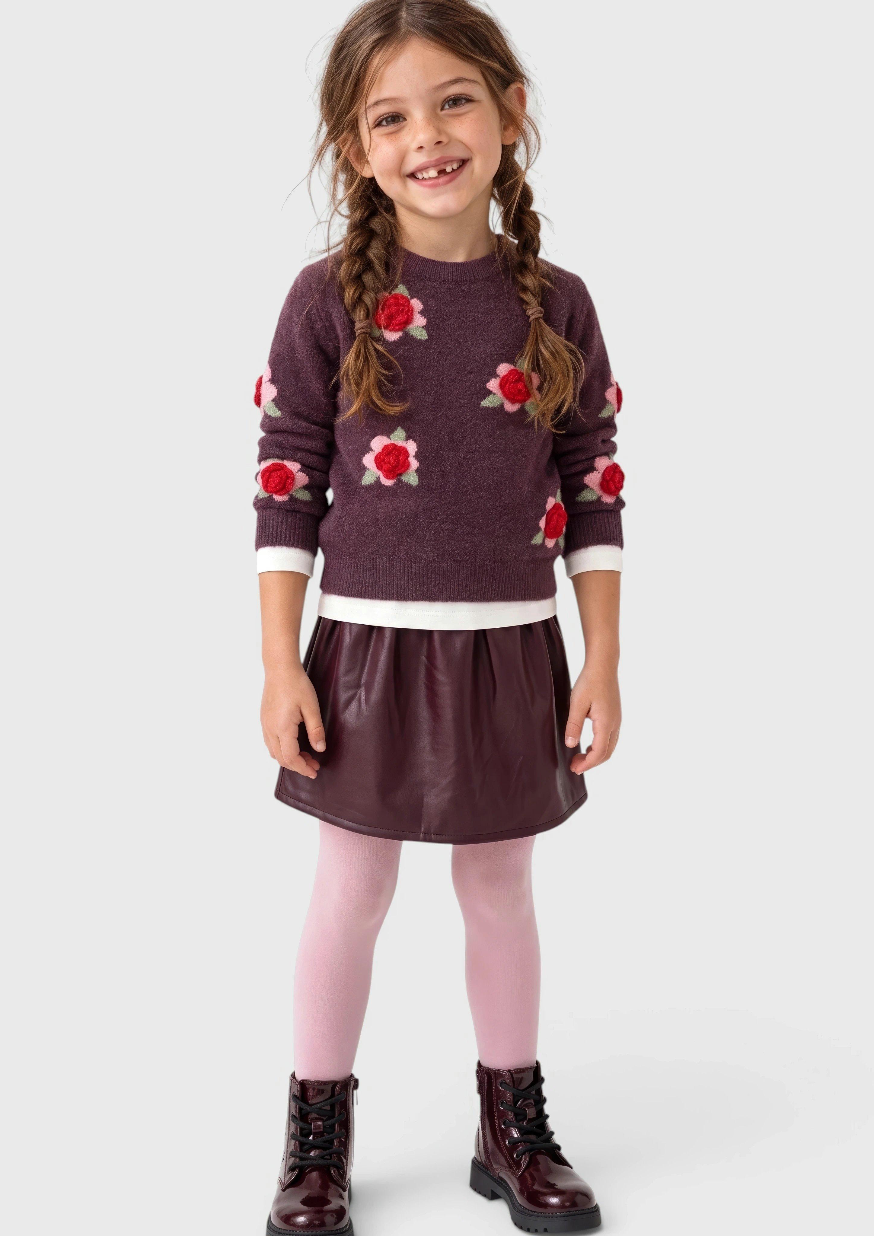 Strickpullover mit floraler Applikation in Farbe bordeaux von s.Oliver