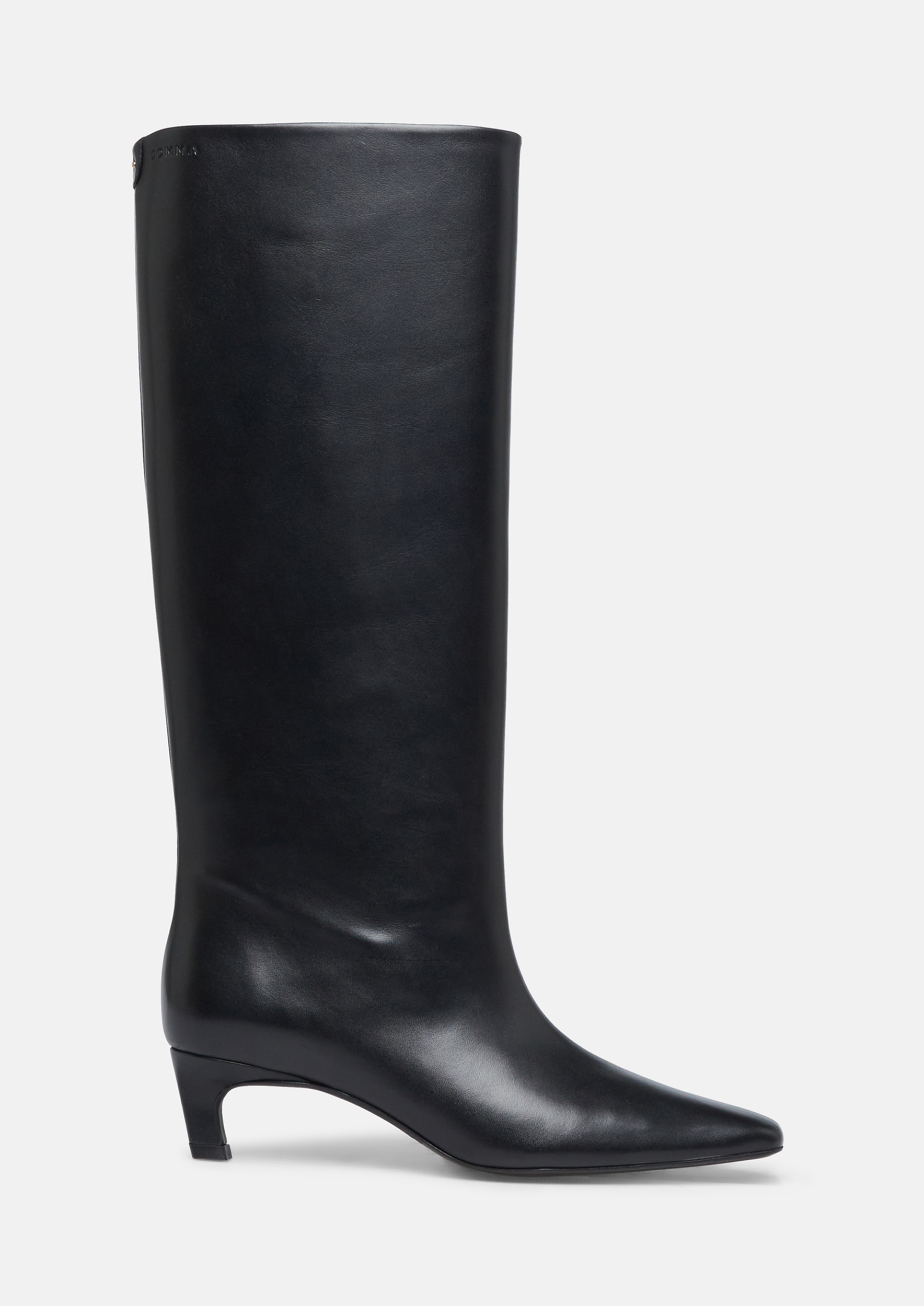 Lederstiefel mit geradem Schaft und Kitten-Heel in Farbe schwarz von COMMA