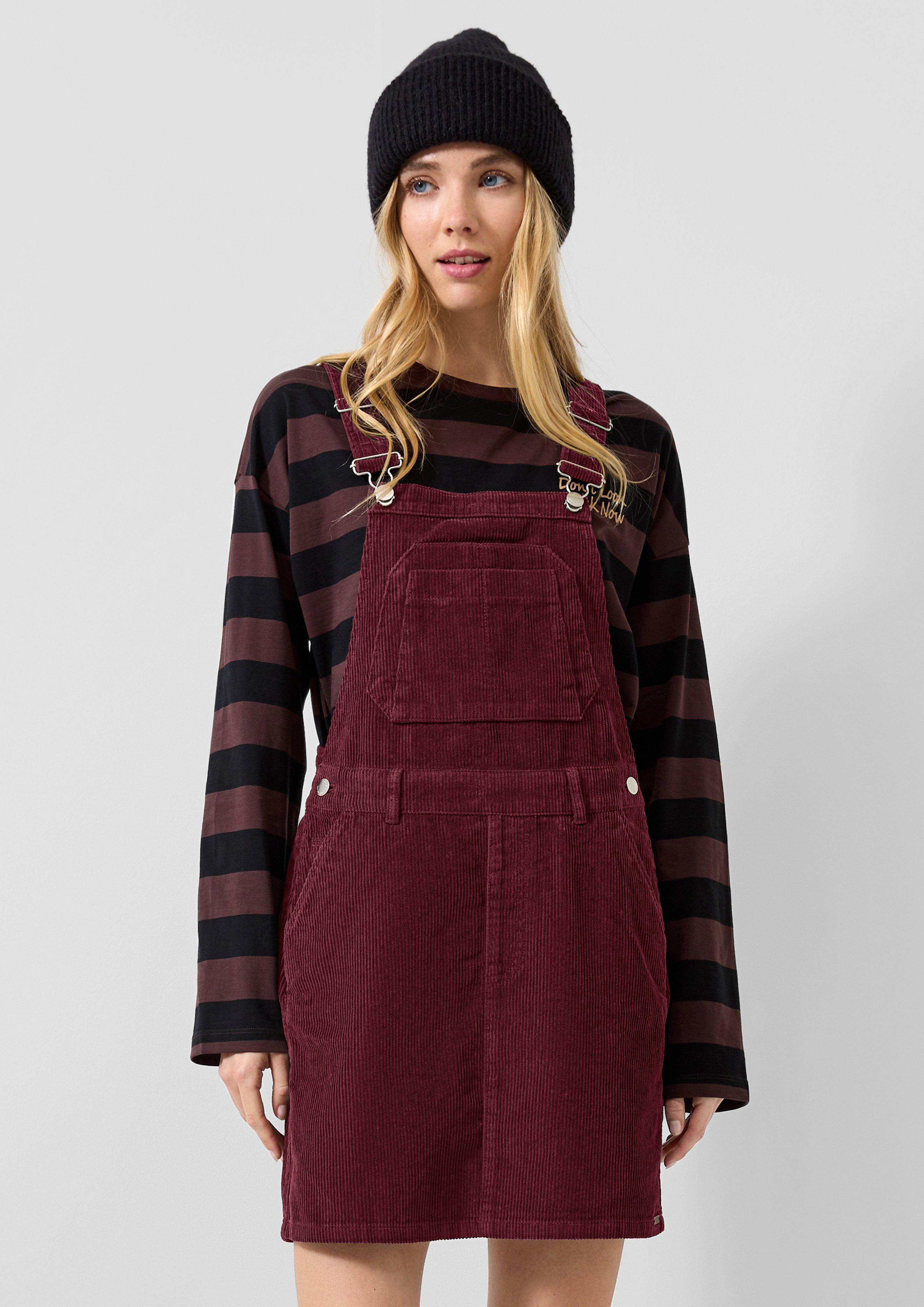 Latzkleid aus Cord in Farbe bordeaux von QS