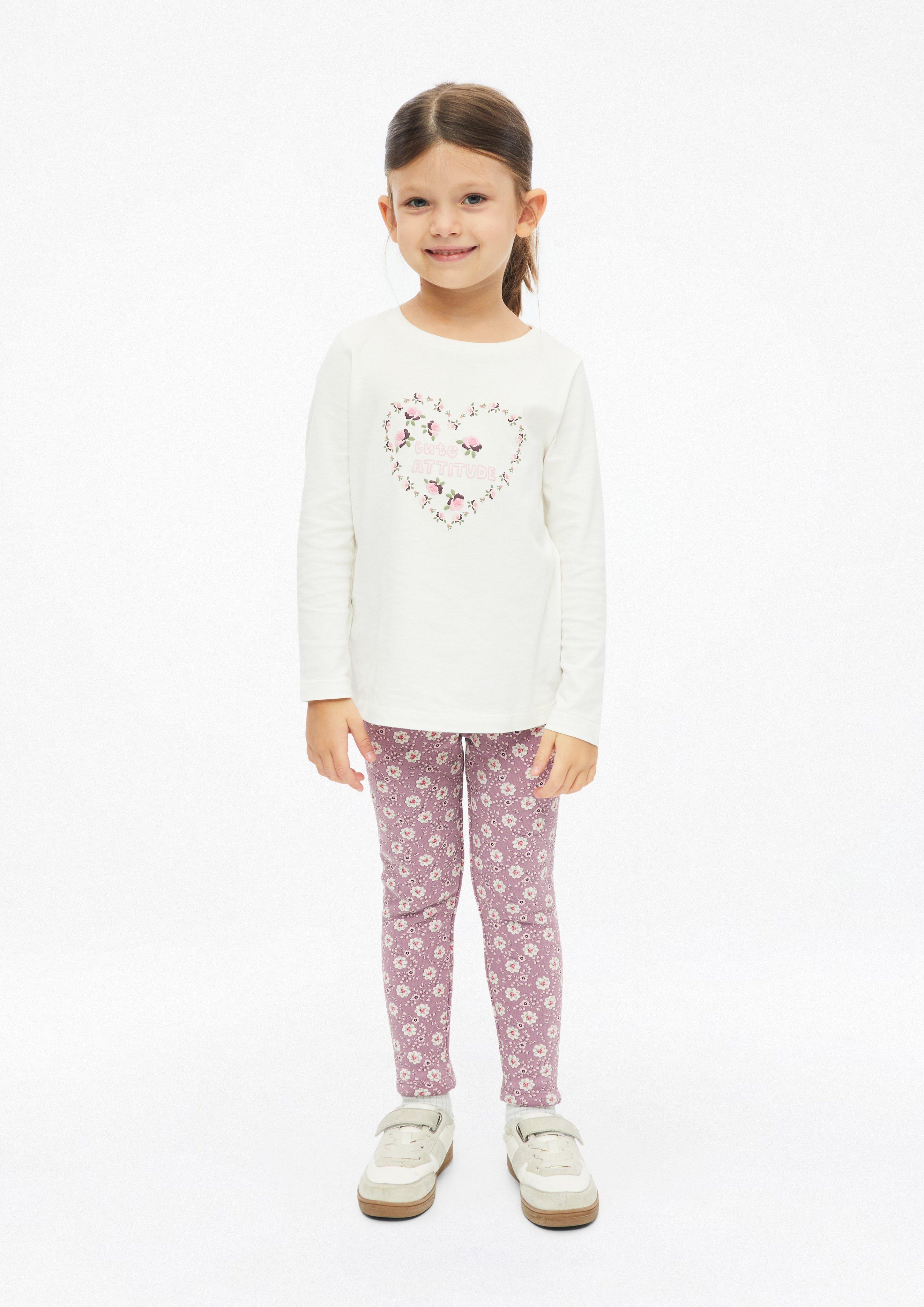 Thermofleece-Leggings mit All-over-Print und Glitzerbund in Farbe pink von s.Oliver