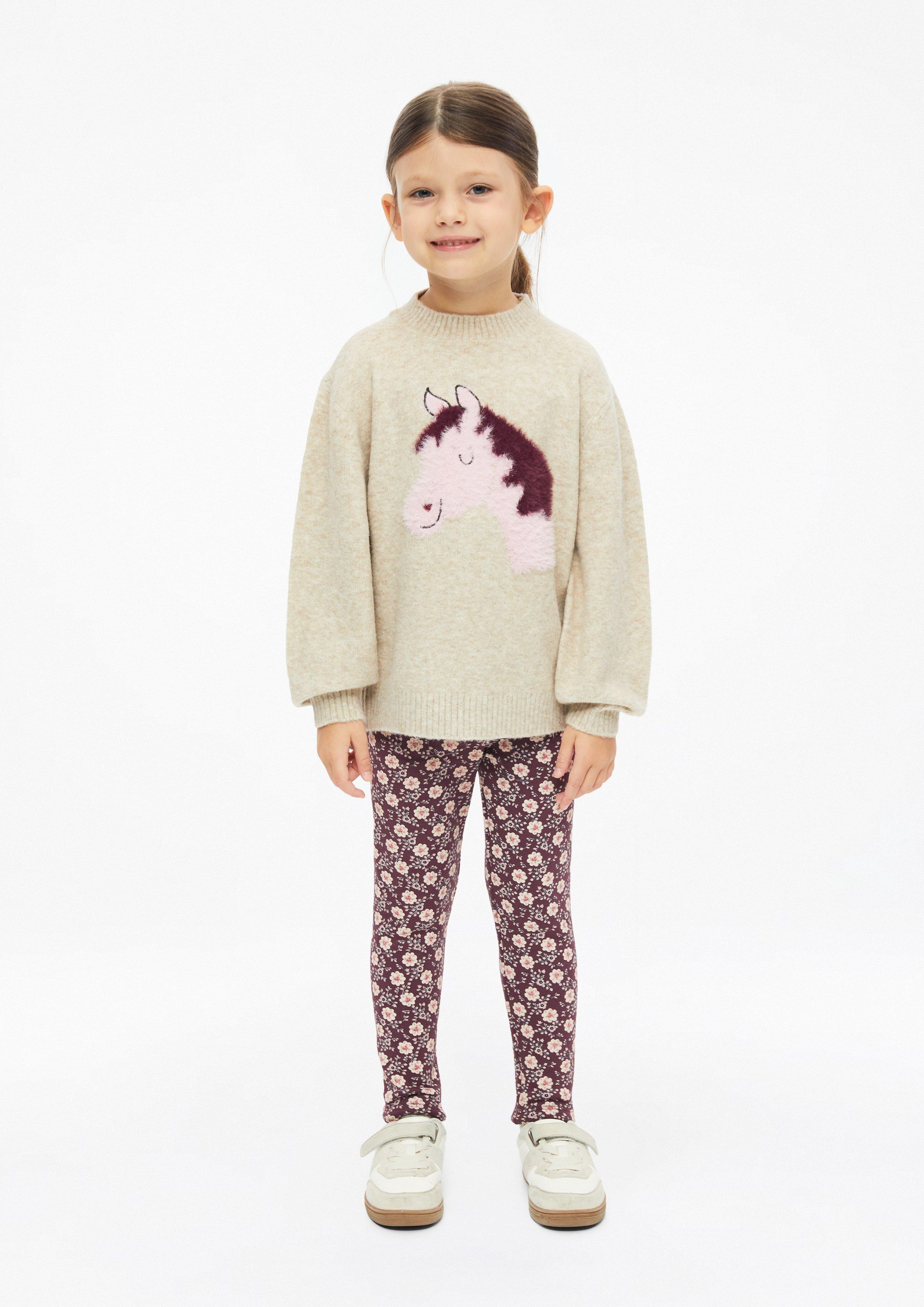 Thermofleece-Leggings mit All-over-Print und Glitzerbund in Farbe bordeaux von s.Oliver