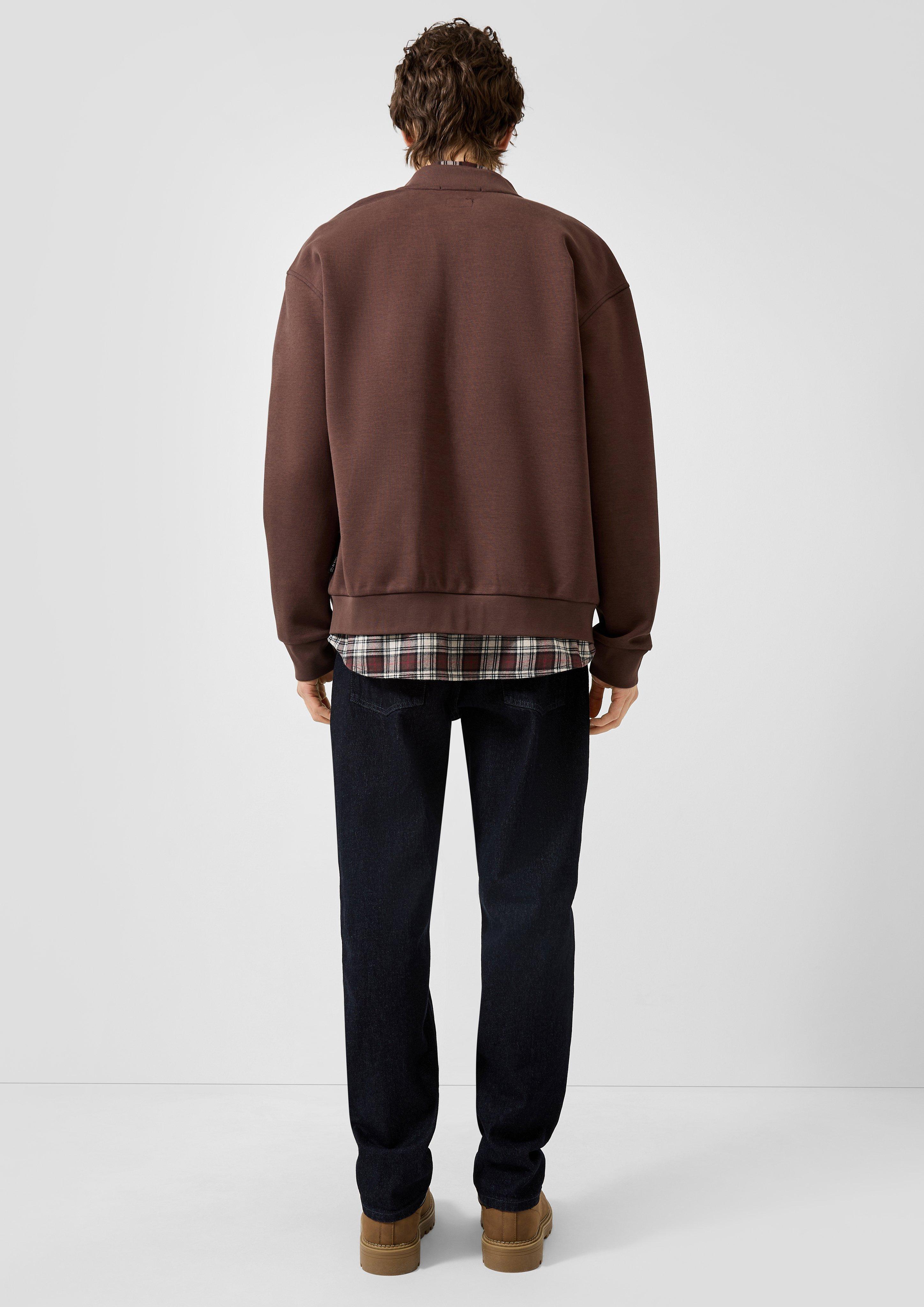 Men Sweatshirt Jacket in brown by QS