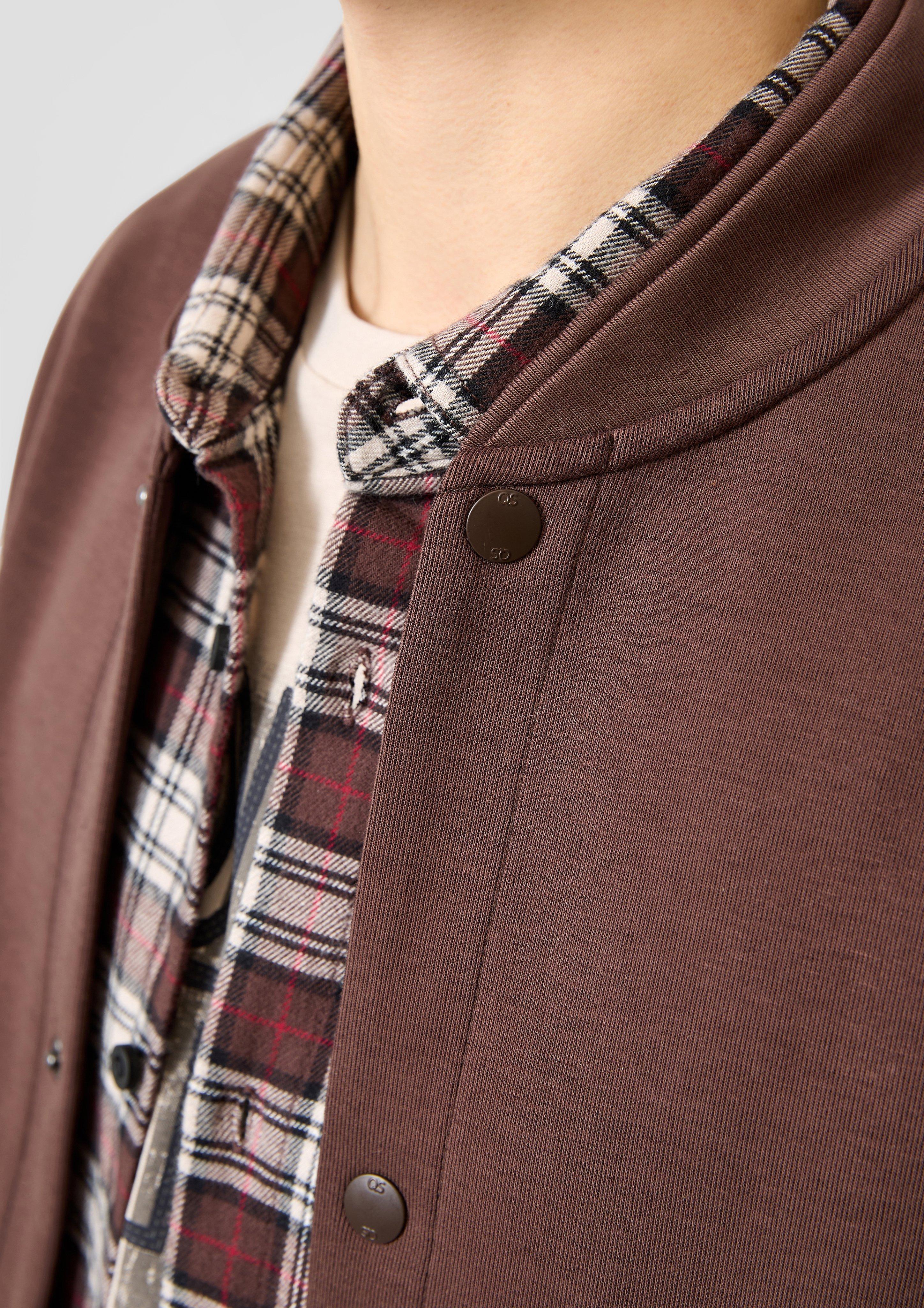 Men Sweatshirt Jacket in brown by QS