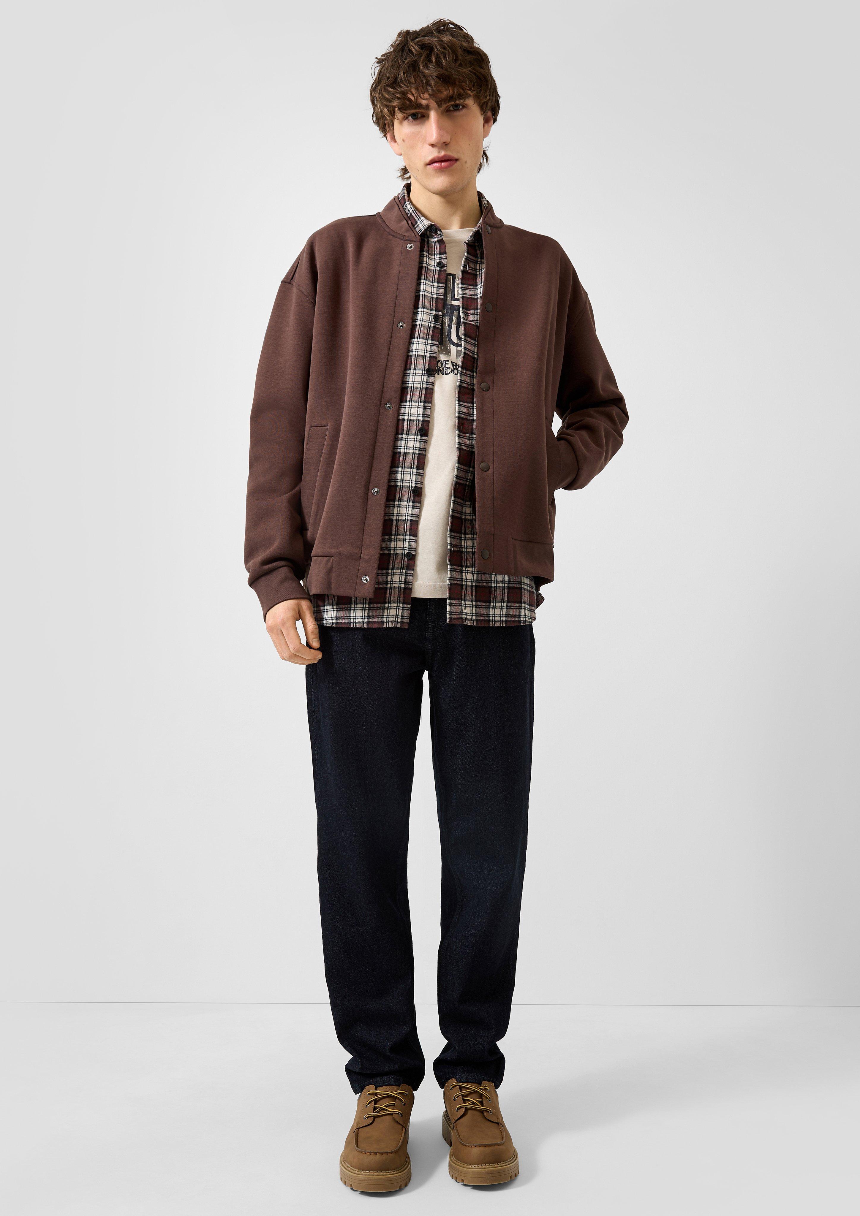 Men Sweatshirt Jacket in brown by QS