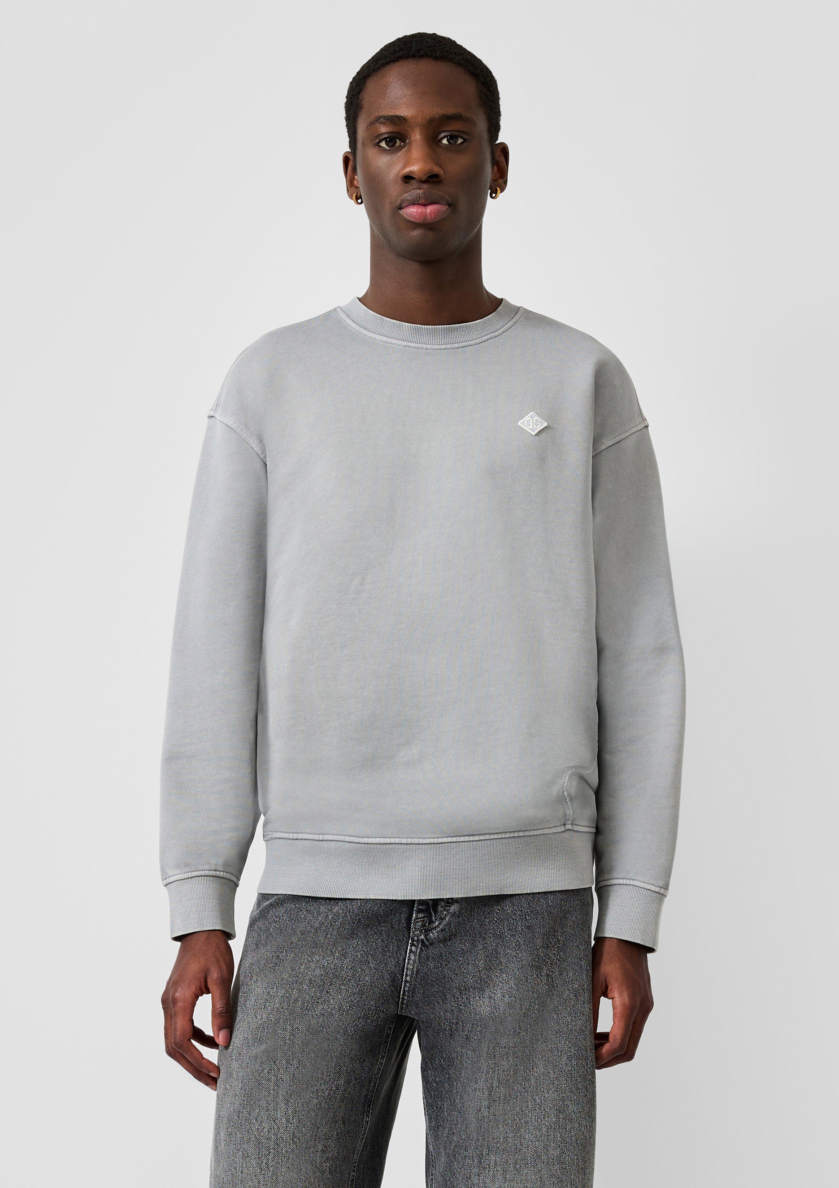 Gewassen sweatshirt met logopatch in grijs van QS