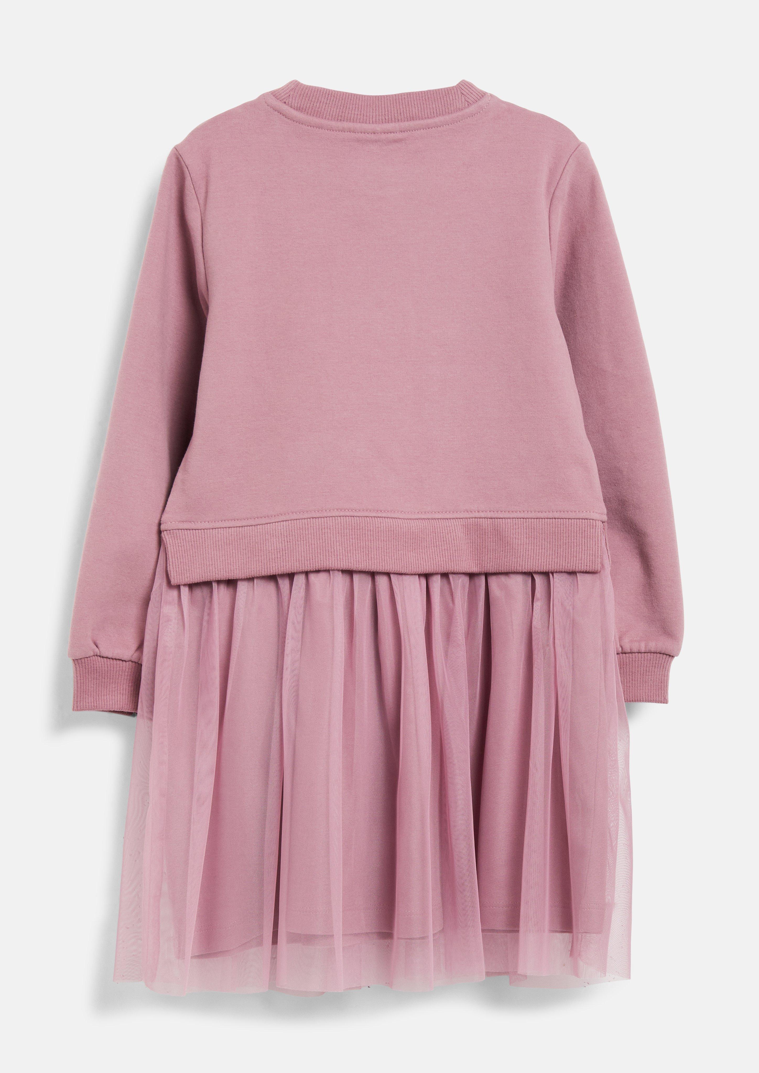 Junior Robe-sweat avec application pailletée et jupe en tulle en rose de s.Oliver