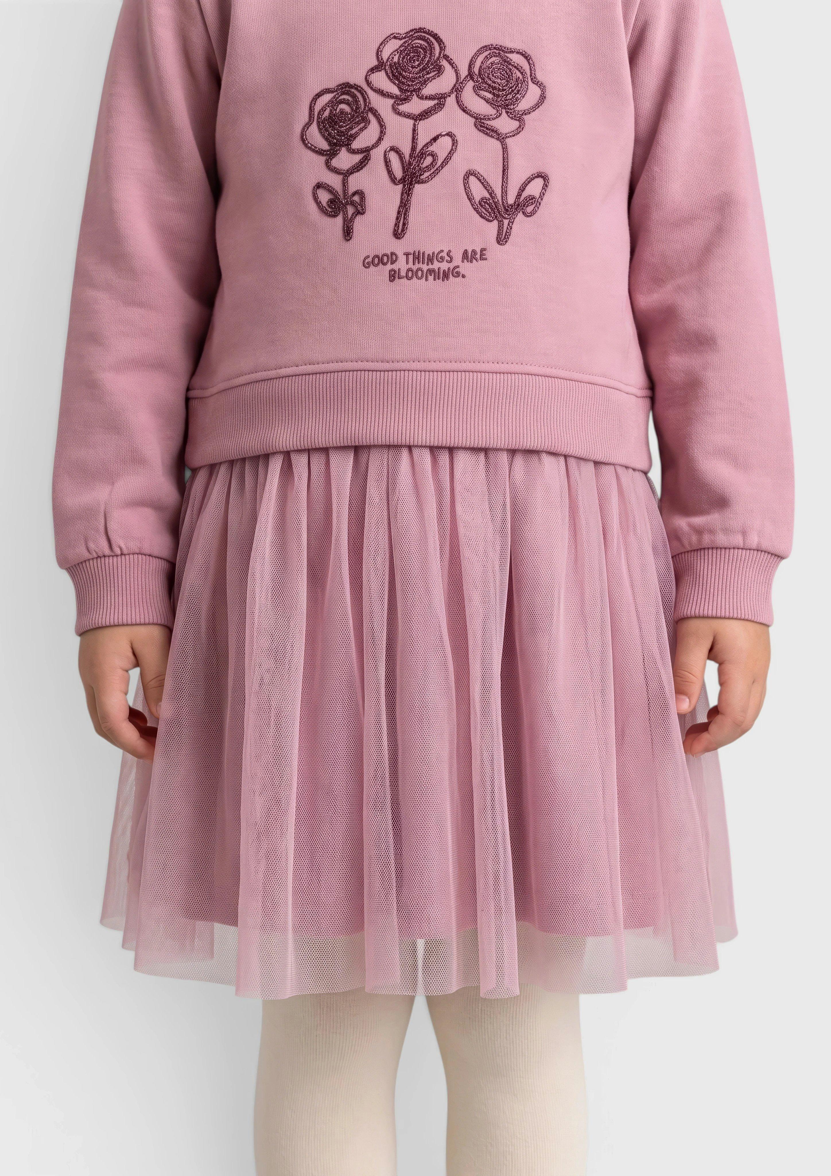 Kinder Sweatshirt-Kleid mit Glitzer-Applikation und Tüllrock in pink von s.Oliver