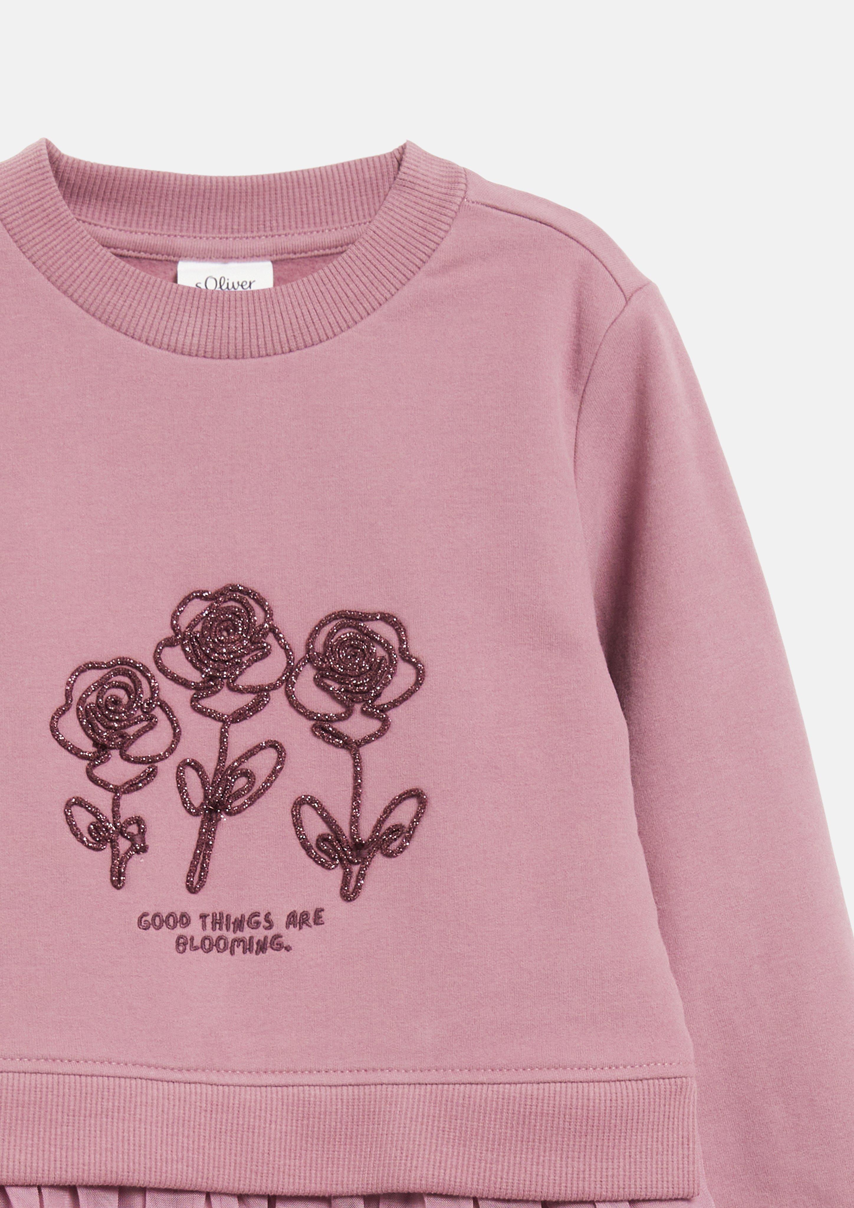 Kinder Sweatshirt-Kleid mit Glitzer-Applikation und Tüllrock in pink von s.Oliver