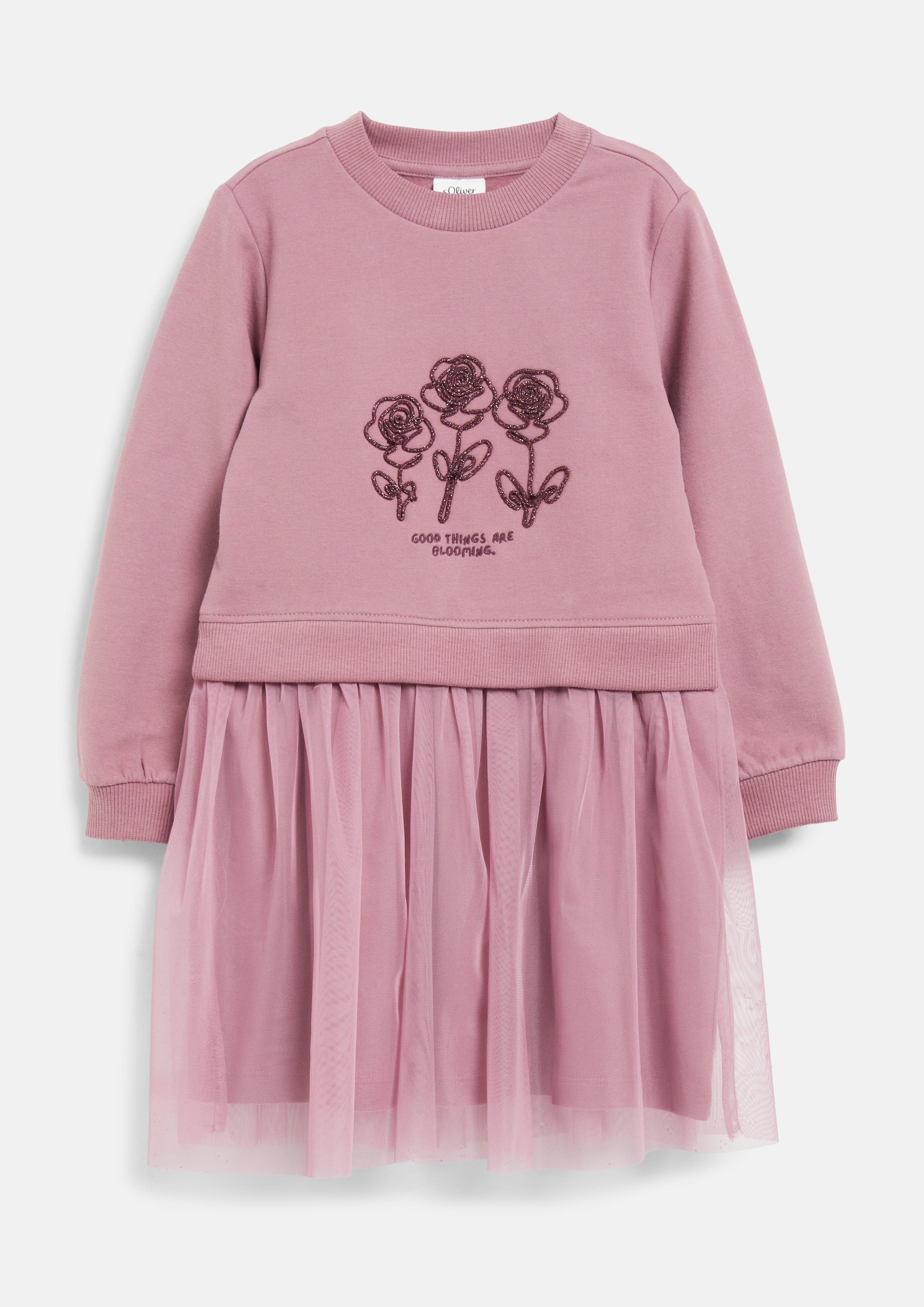 Junior Robe-sweat avec application pailletée et jupe en tulle en rose de s.Oliver