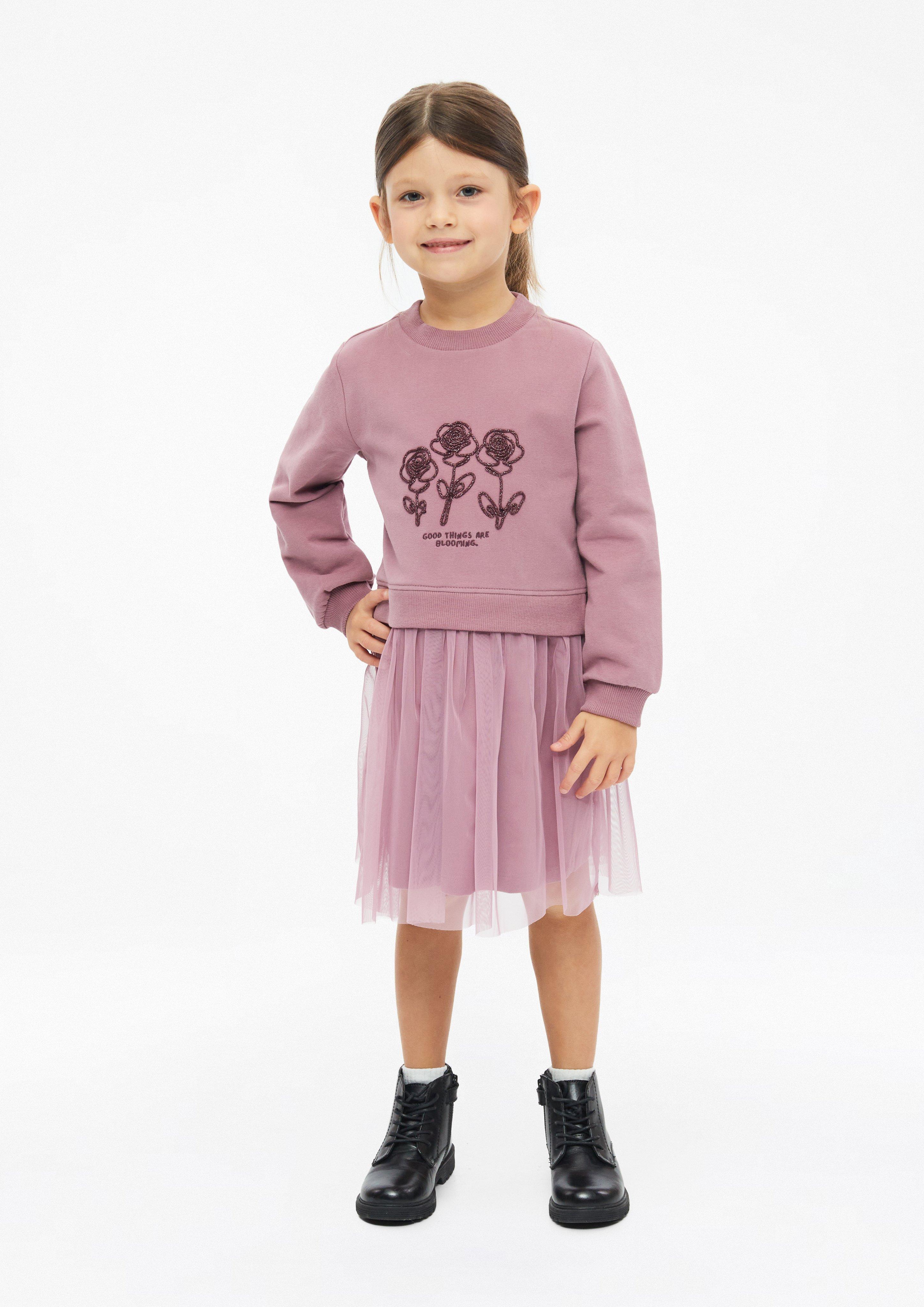Robe-sweat avec application pailletée et jupe en tulle en rose de s.Oliver