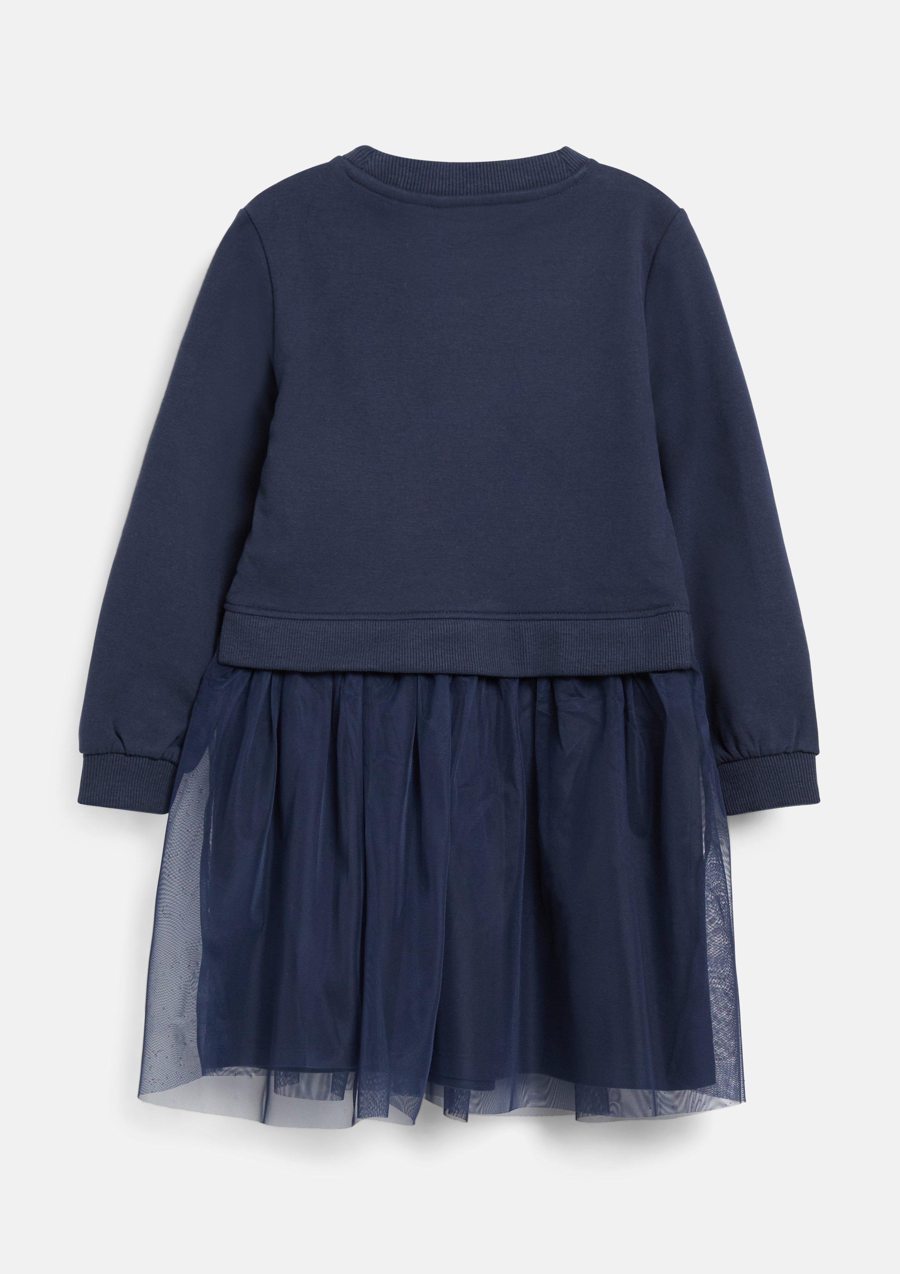 Junior Sweatshirtjurk met glitterapplicatie en tule rok in blauw van s.Oliver