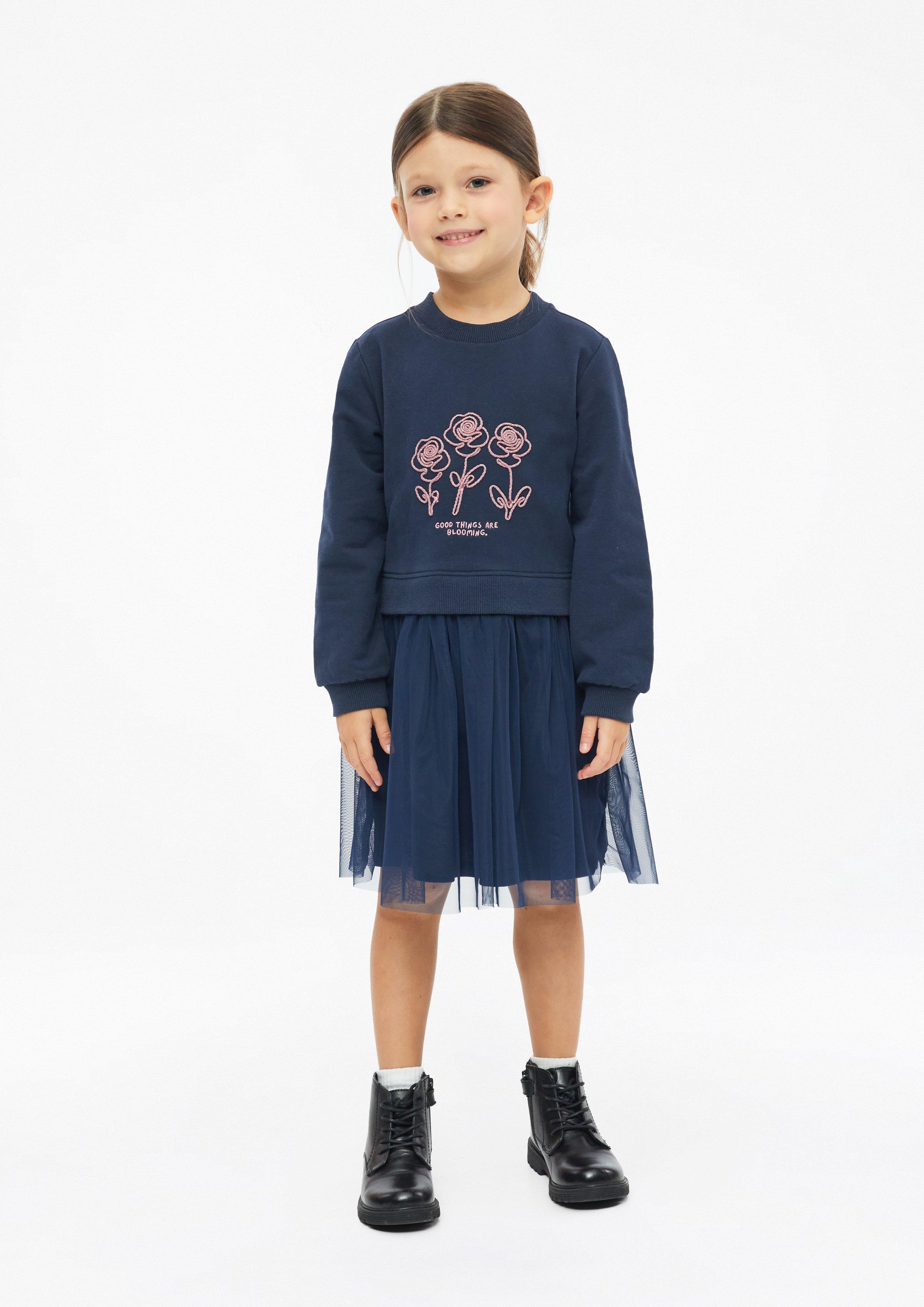 Sweatshirt-Kleid mit Glitzer-Applikation und Tüllrock in Farbe navy von s.Oliver