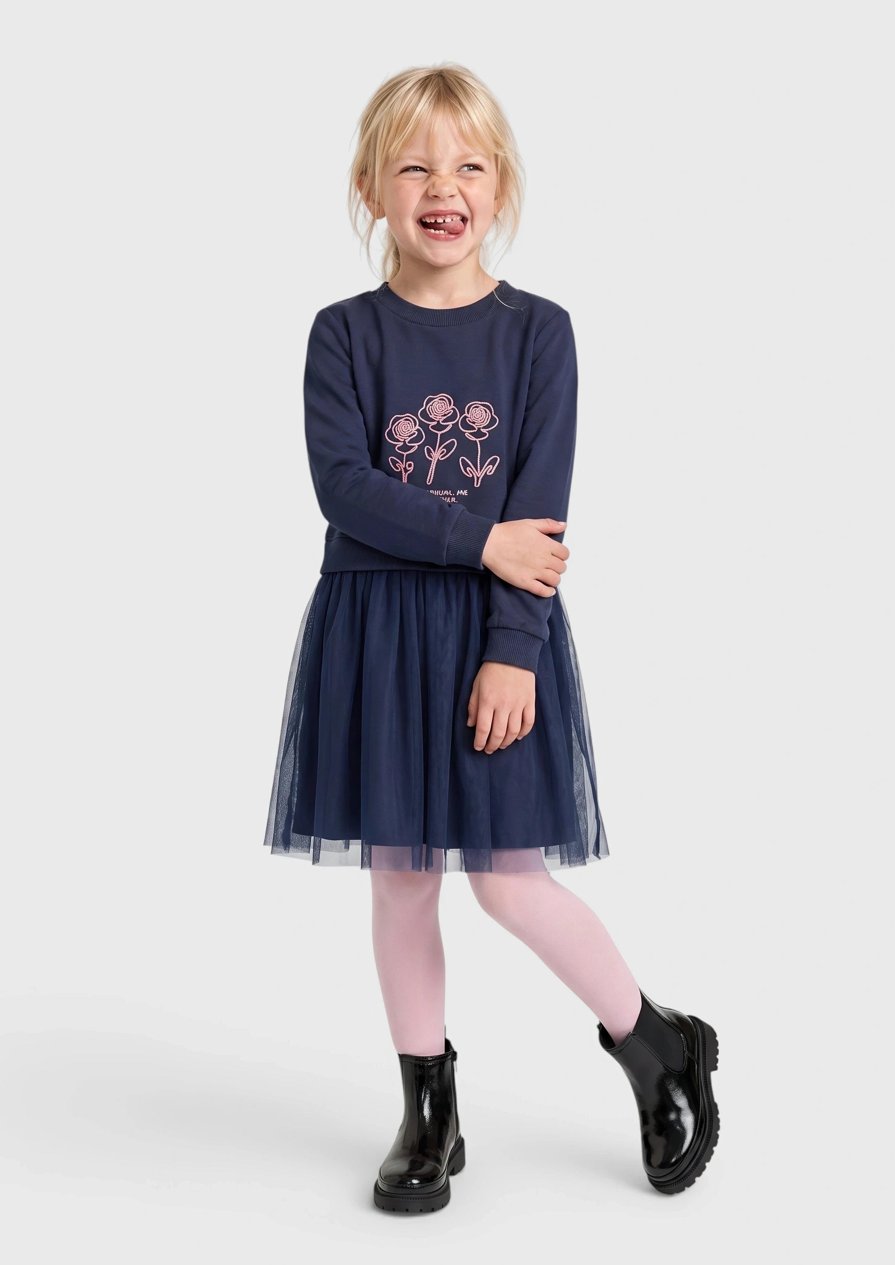 Kids Sweatshirt dress with glitter appliqué and tulle skirt in blue by s.Oliver