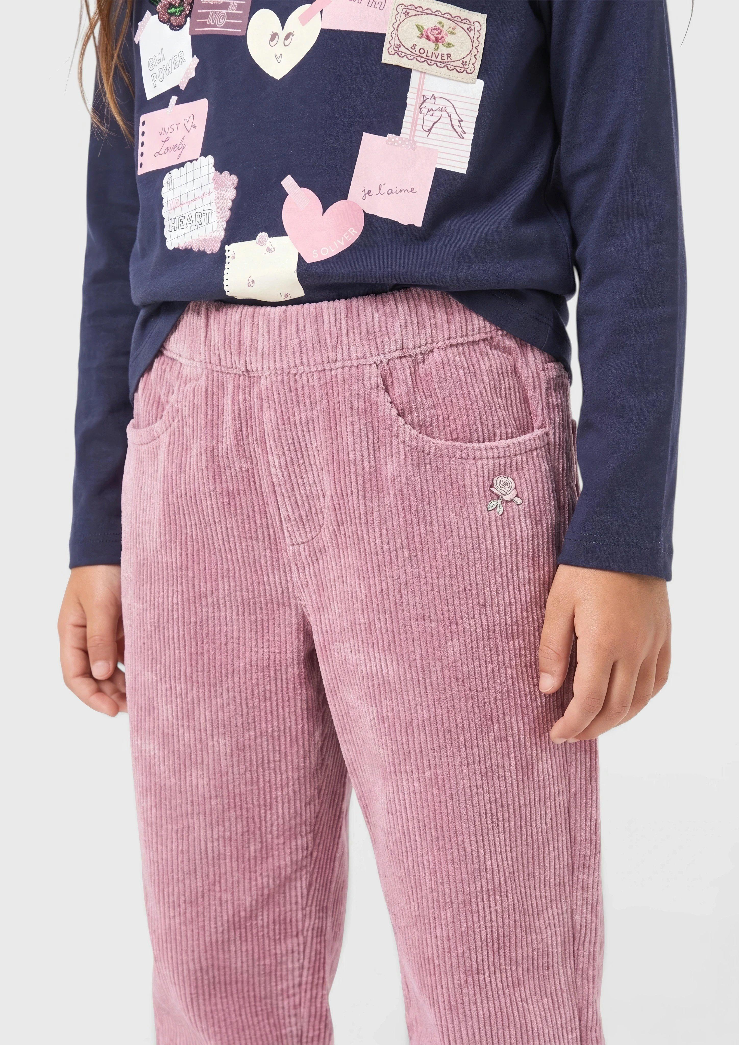 Kids Toni Cord Pants with Elastic Waistband in pink by s.Oliver