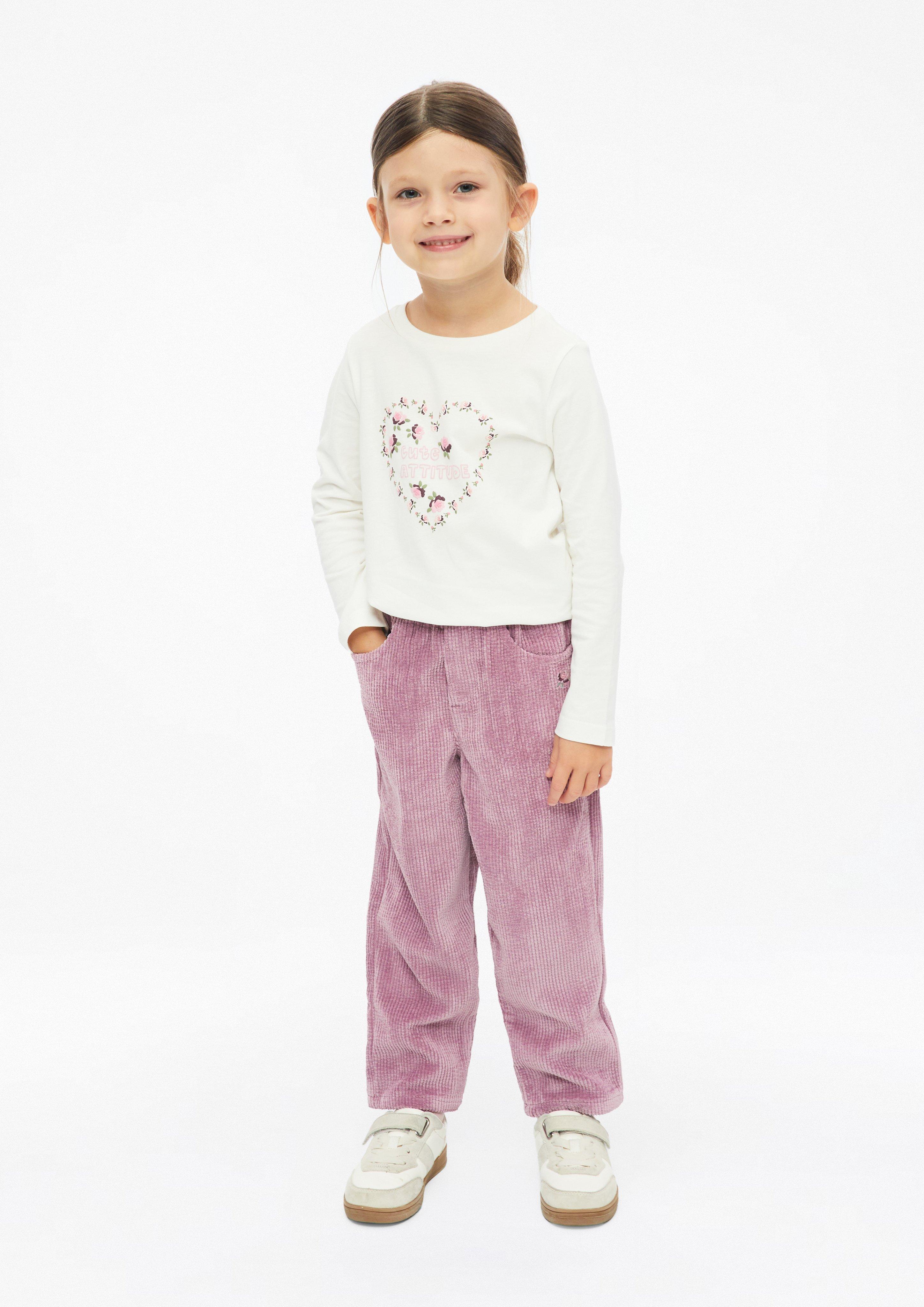 Pantalon en velours côtelé Toni à taille élastiquée en rose de s.Oliver