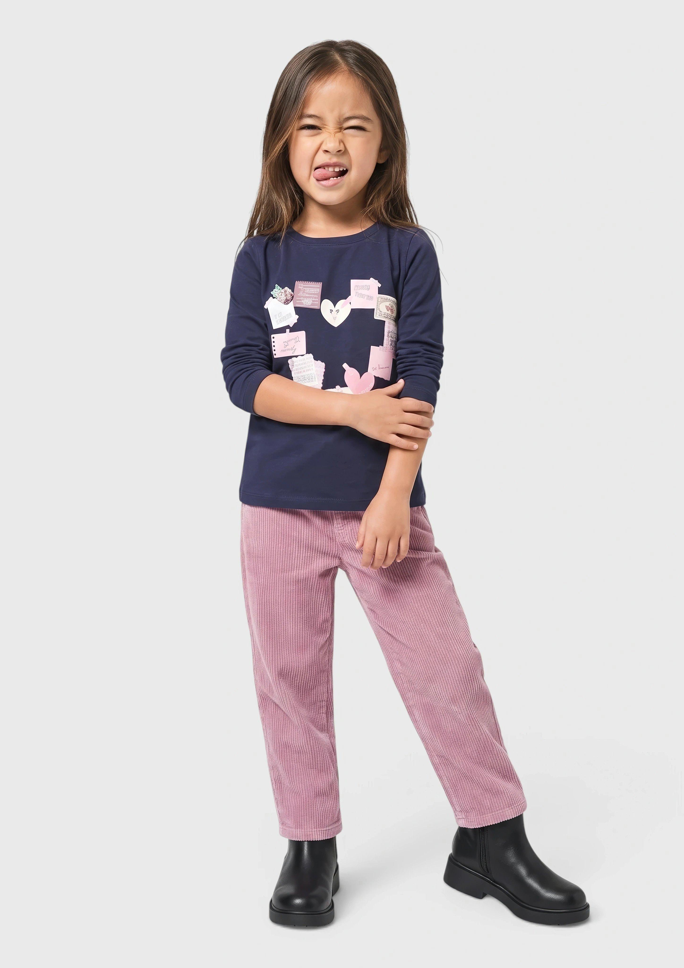 Kids Toni Cord Pants with Elastic Waistband in pink by s.Oliver