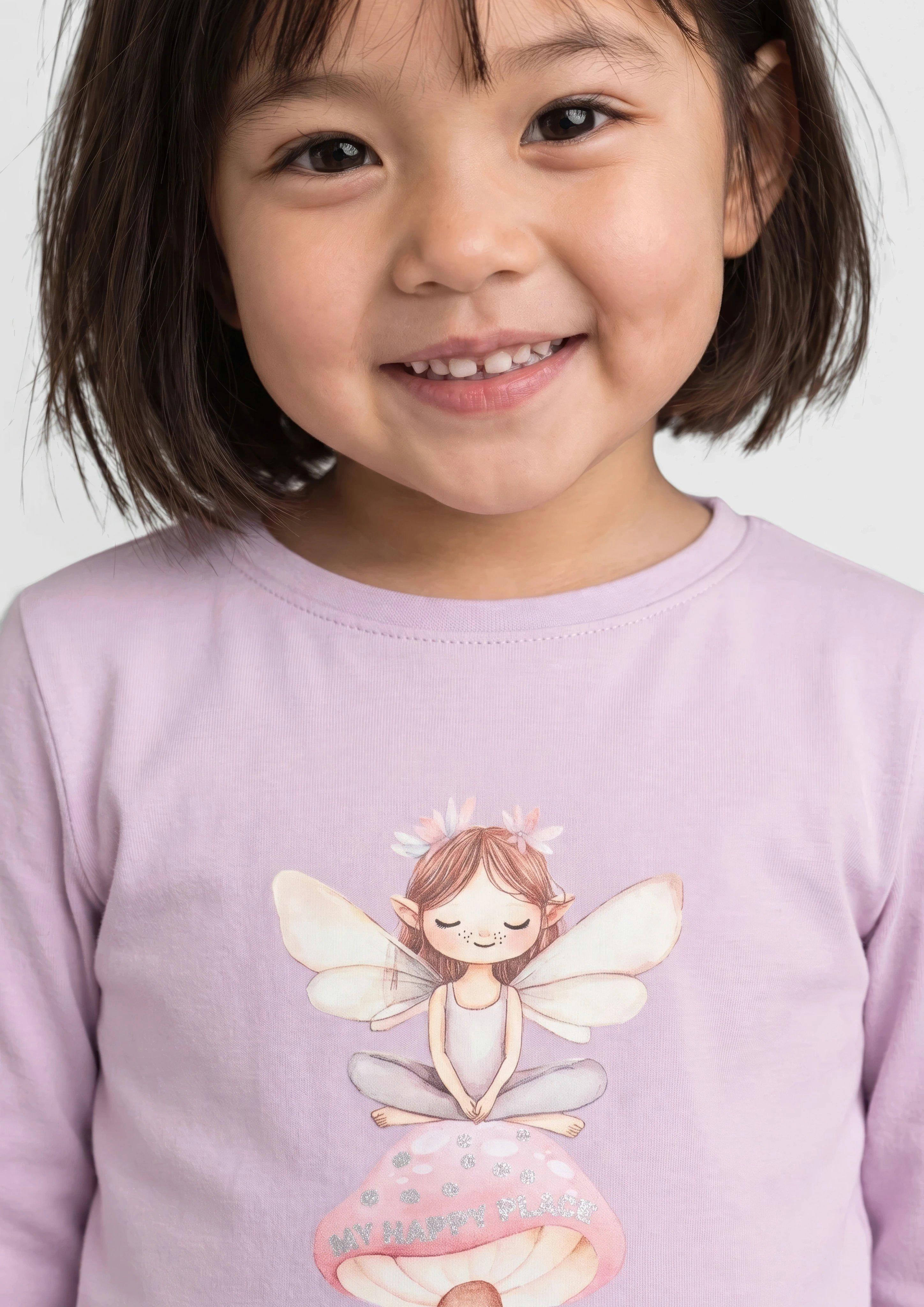 Kids A-line long-sleeve top with glitter in pink by s.Oliver