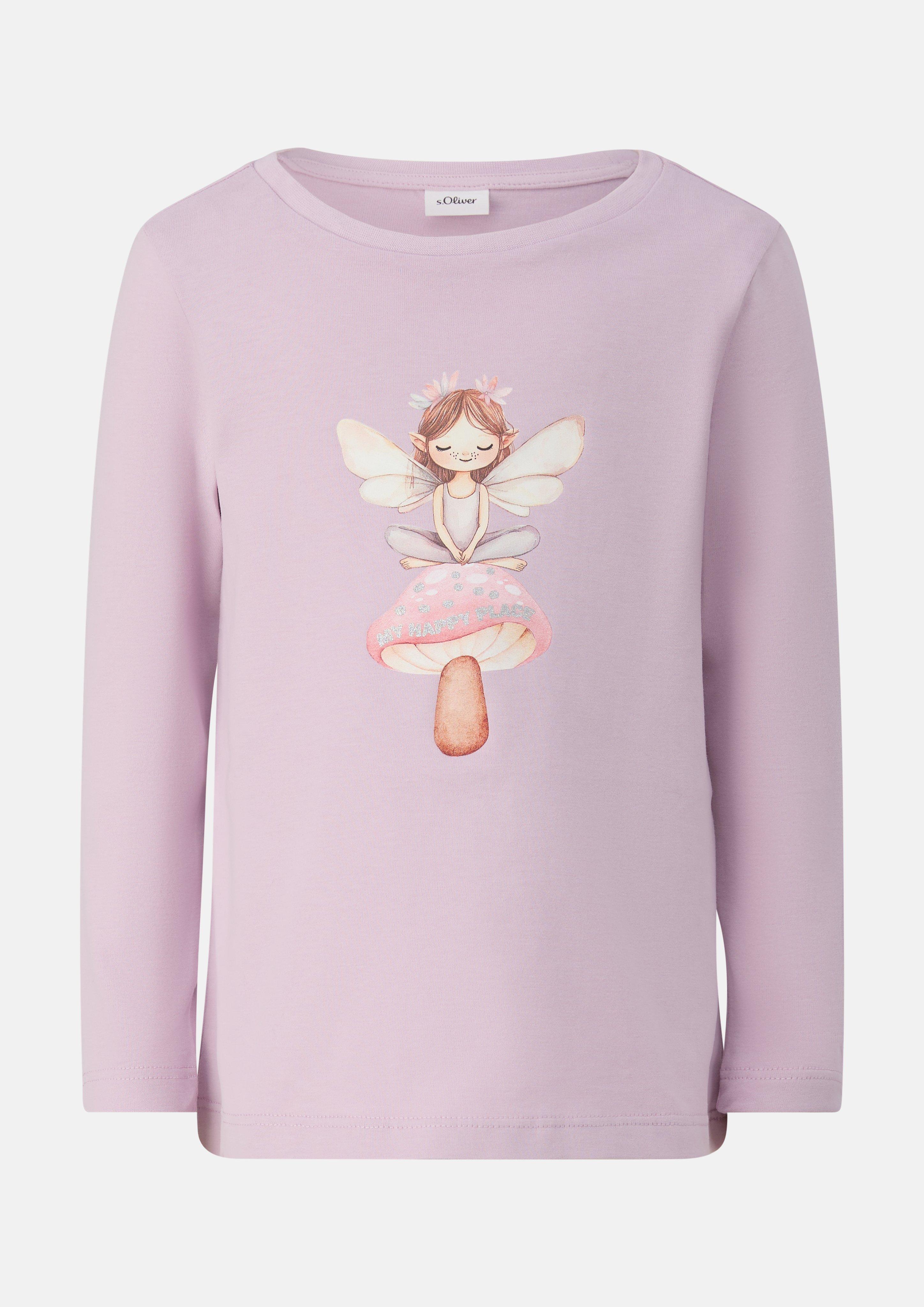 Kids A-line long-sleeve top with glitter in pink by s.Oliver