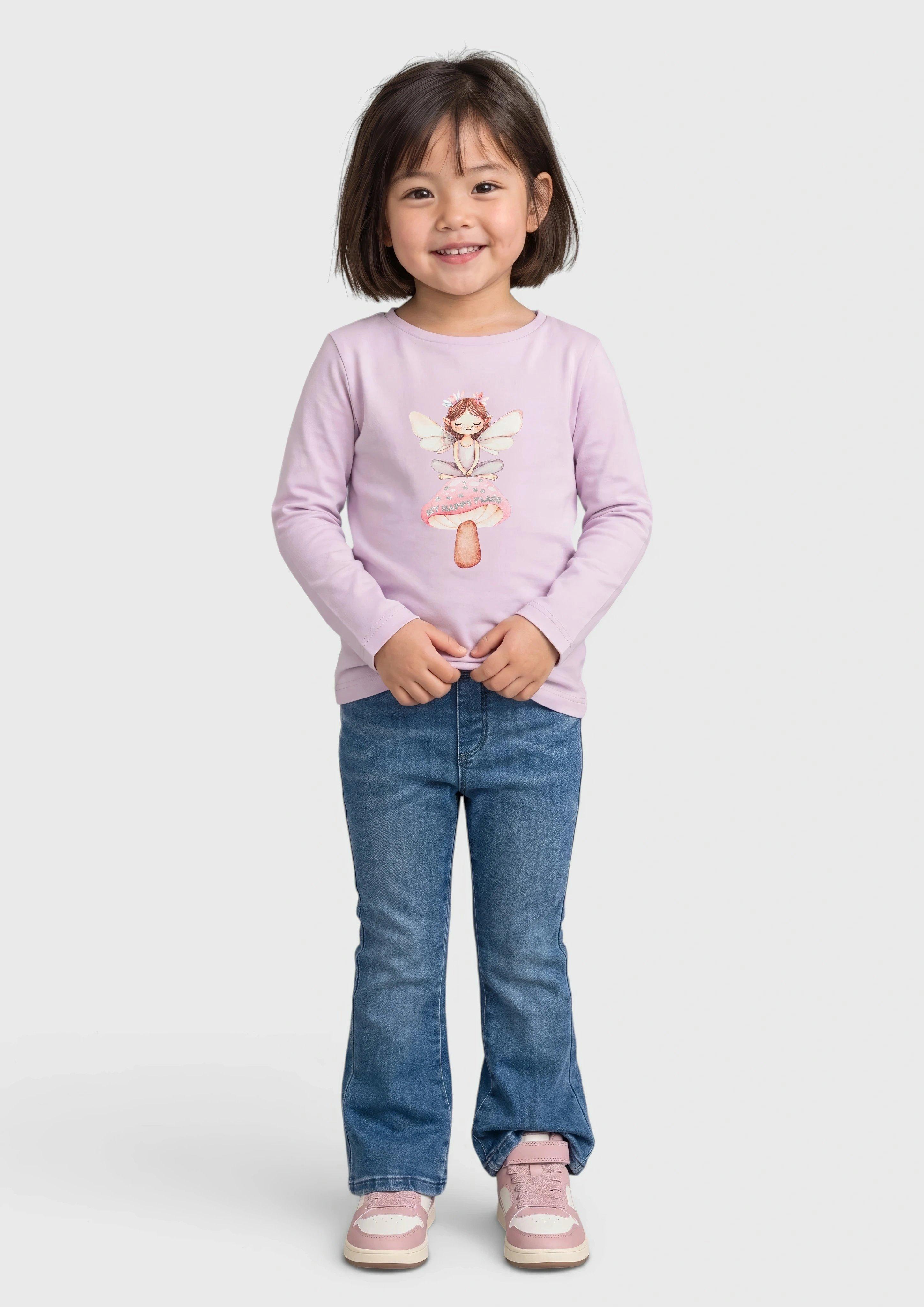 A-line long-sleeve top with glitter in rose by s.Oliver