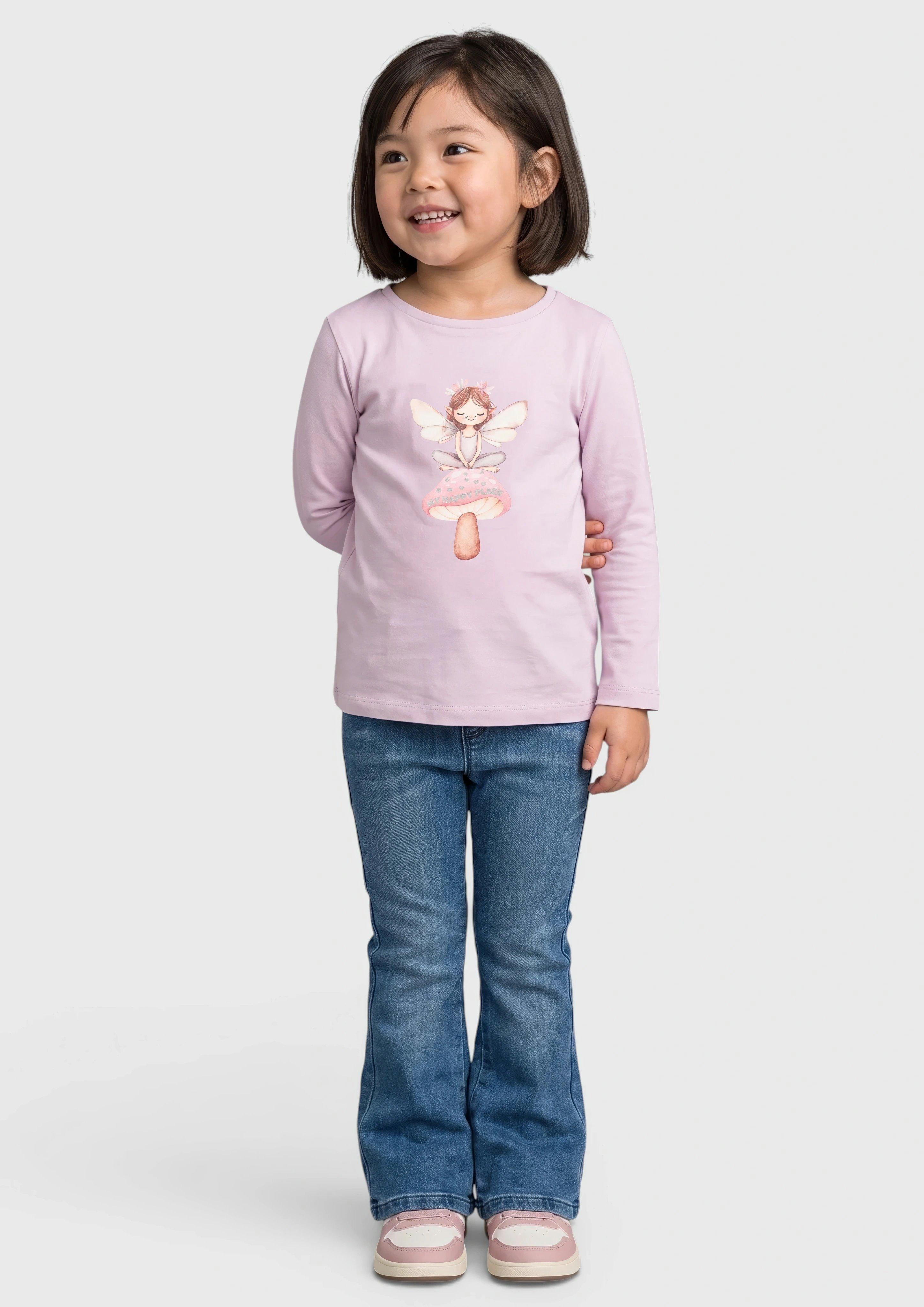 Kids A-line long-sleeve top with glitter in pink by s.Oliver