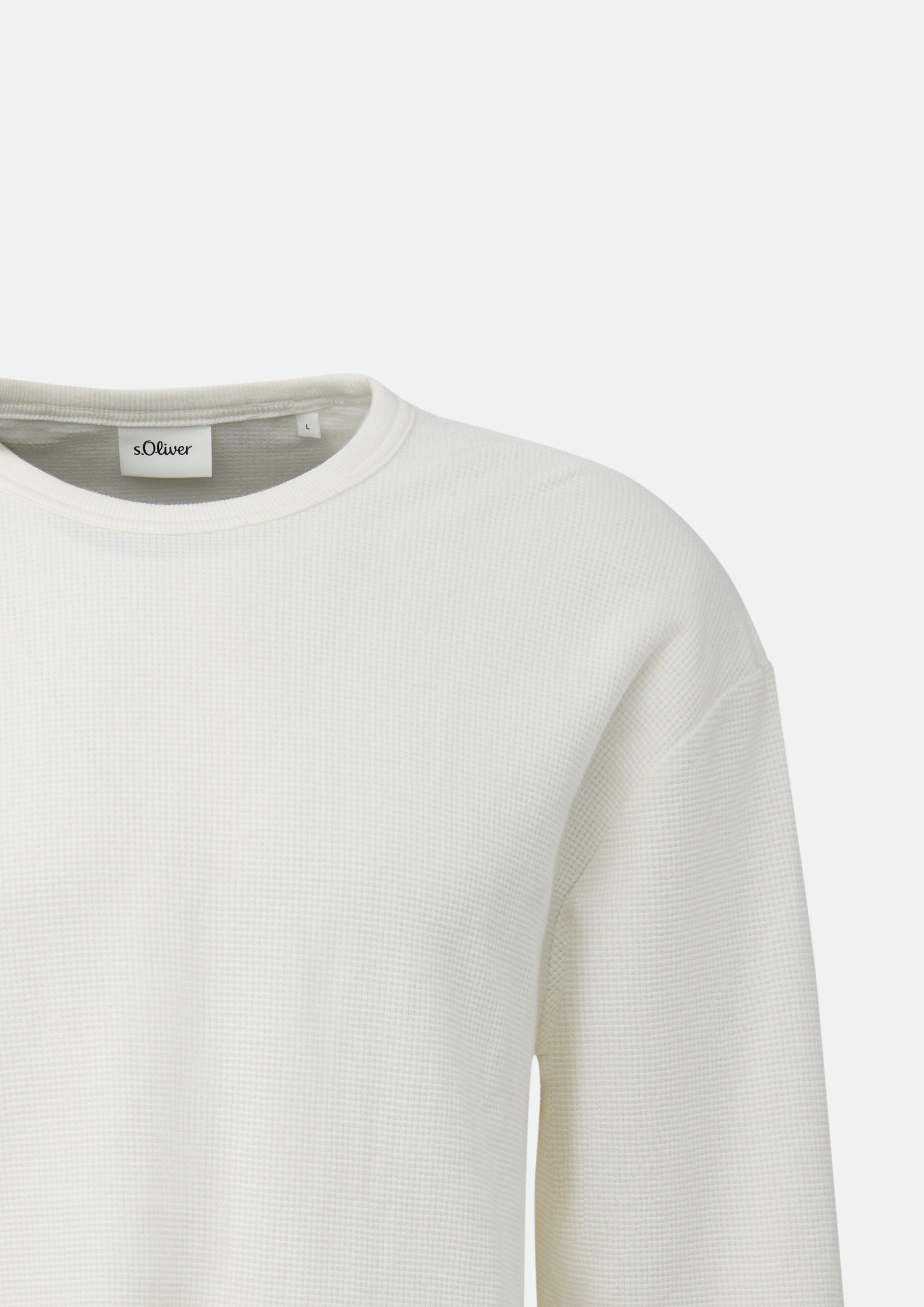 Hommes Haut doux à manches longues et à la coupe moderne, confectionné en jersey gaufré brossé en crème de s.Oliver