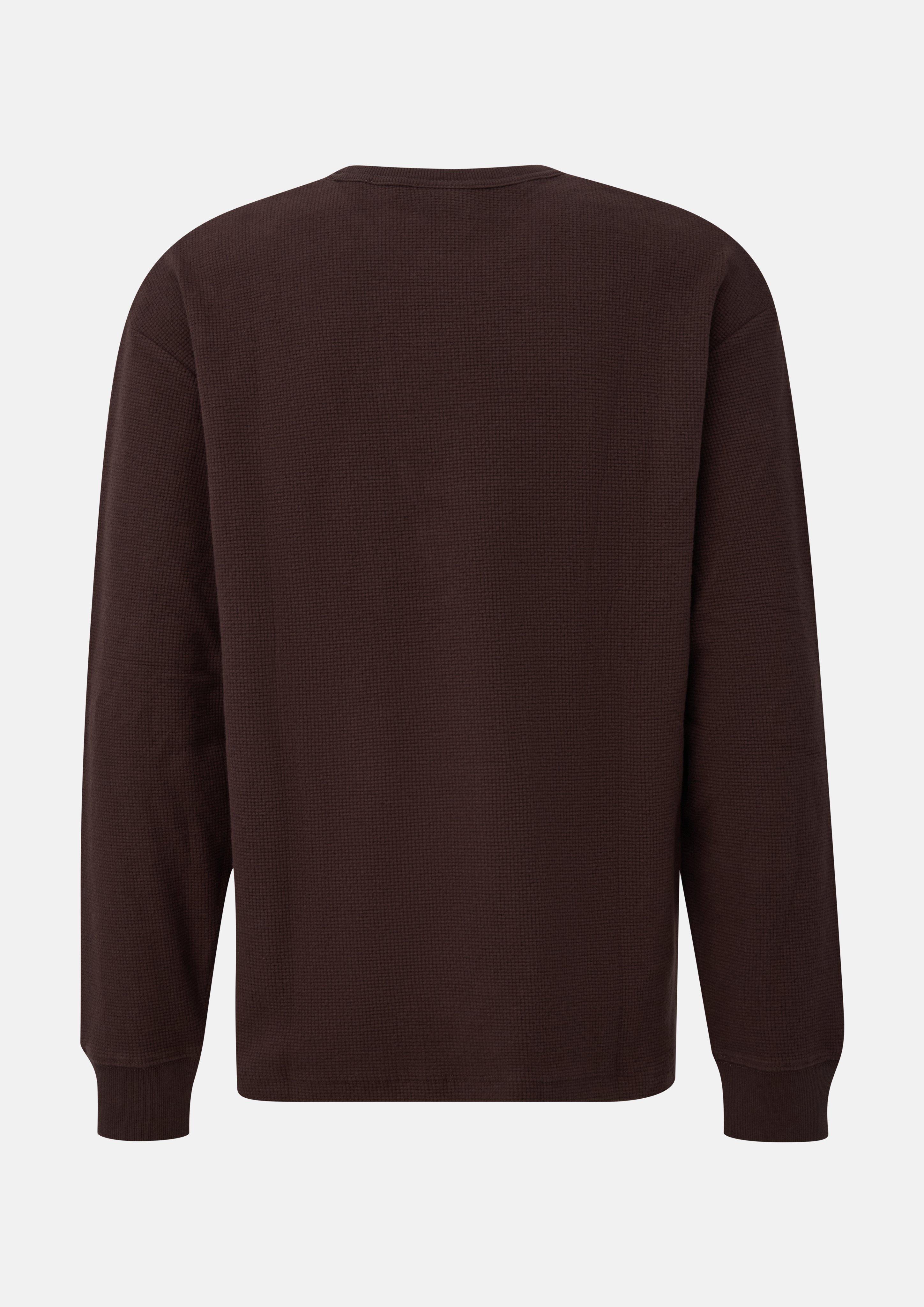 Herren Weiches Longsleeve im Modern Fit aus gerautem Waffel-Jersey in braun von s.Oliver