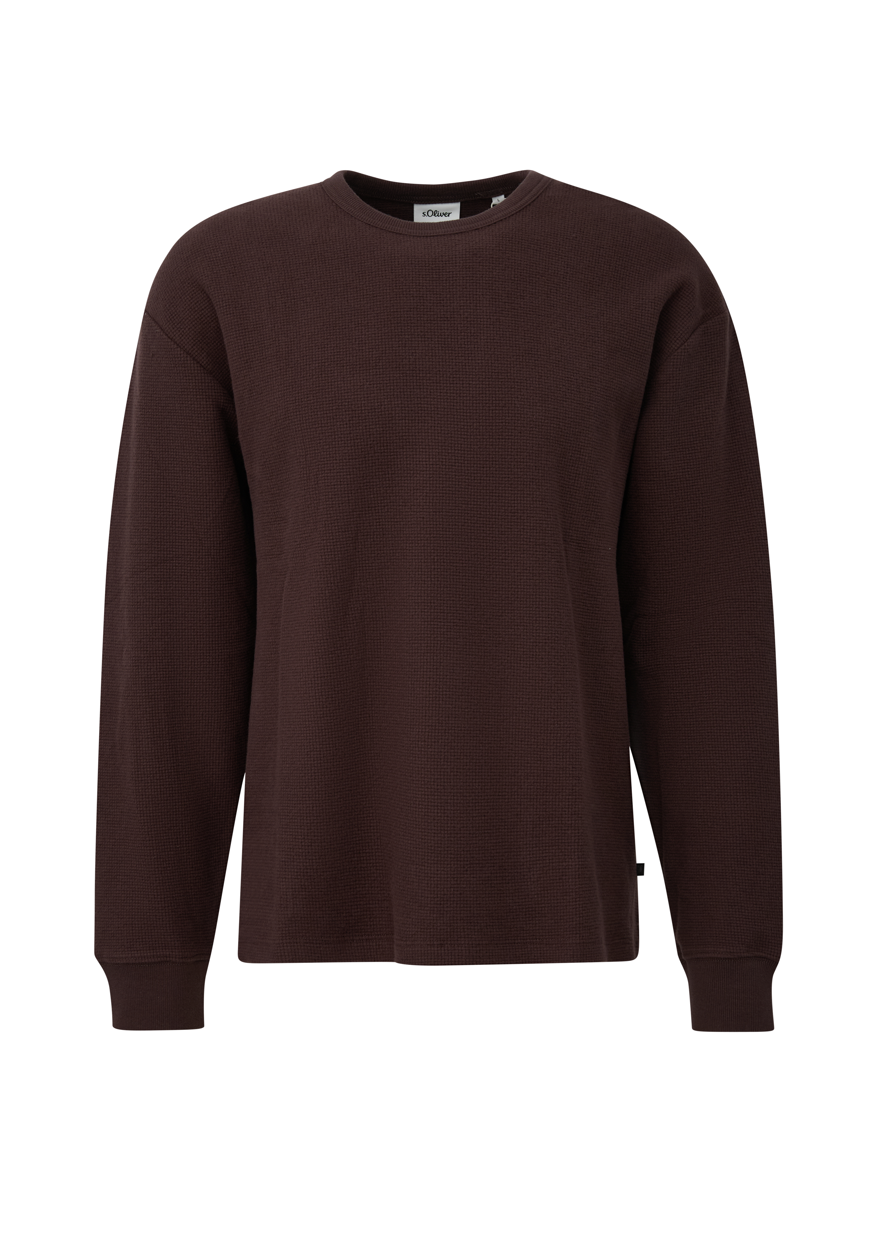 Zachte top met lange mouwen in een moderne pasvorm, gemaakt van geborstelde wafeljersey.