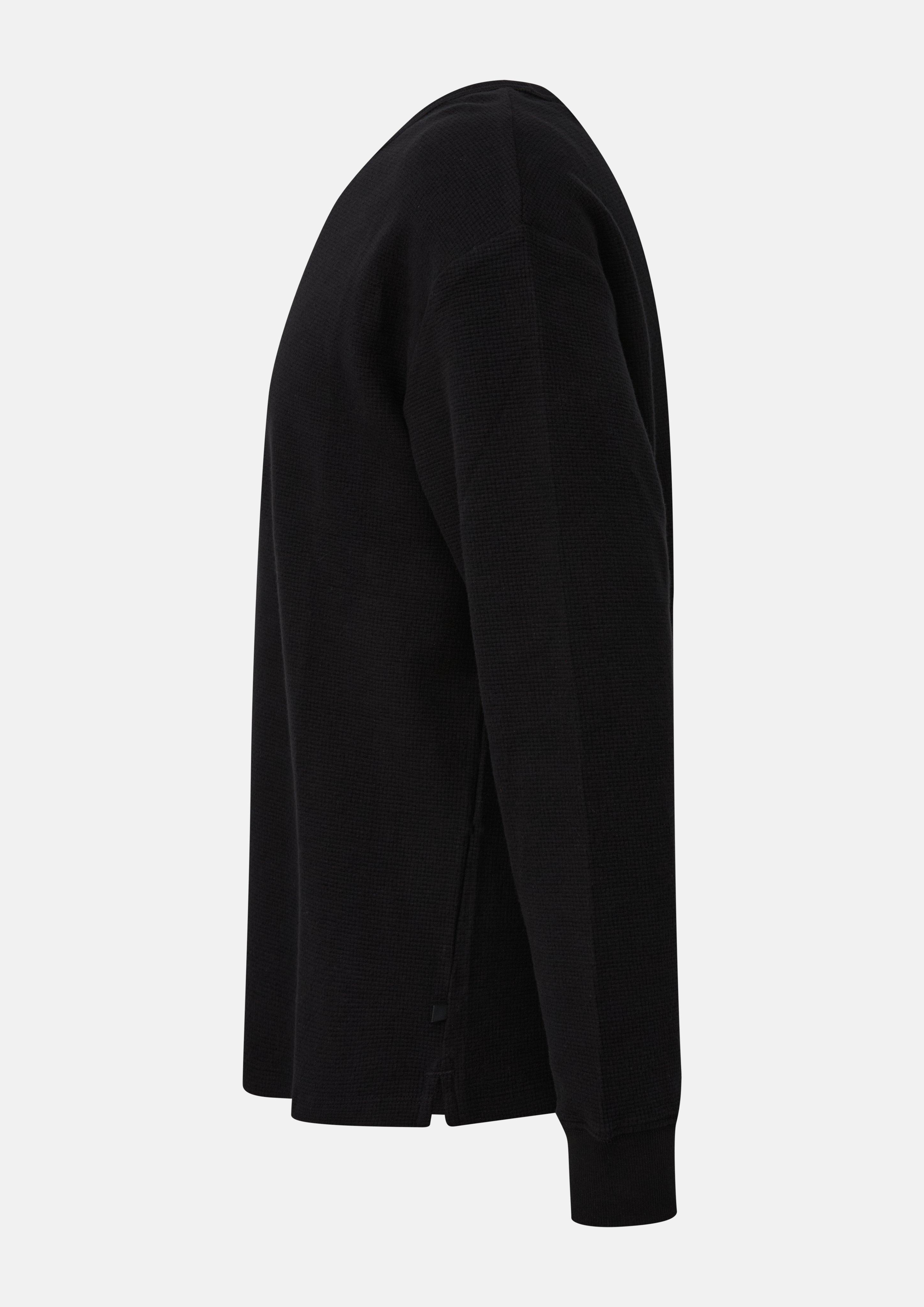Hommes Haut doux à manches longues et à la coupe moderne, confectionné en jersey gaufré brossé en noir de s.Oliver