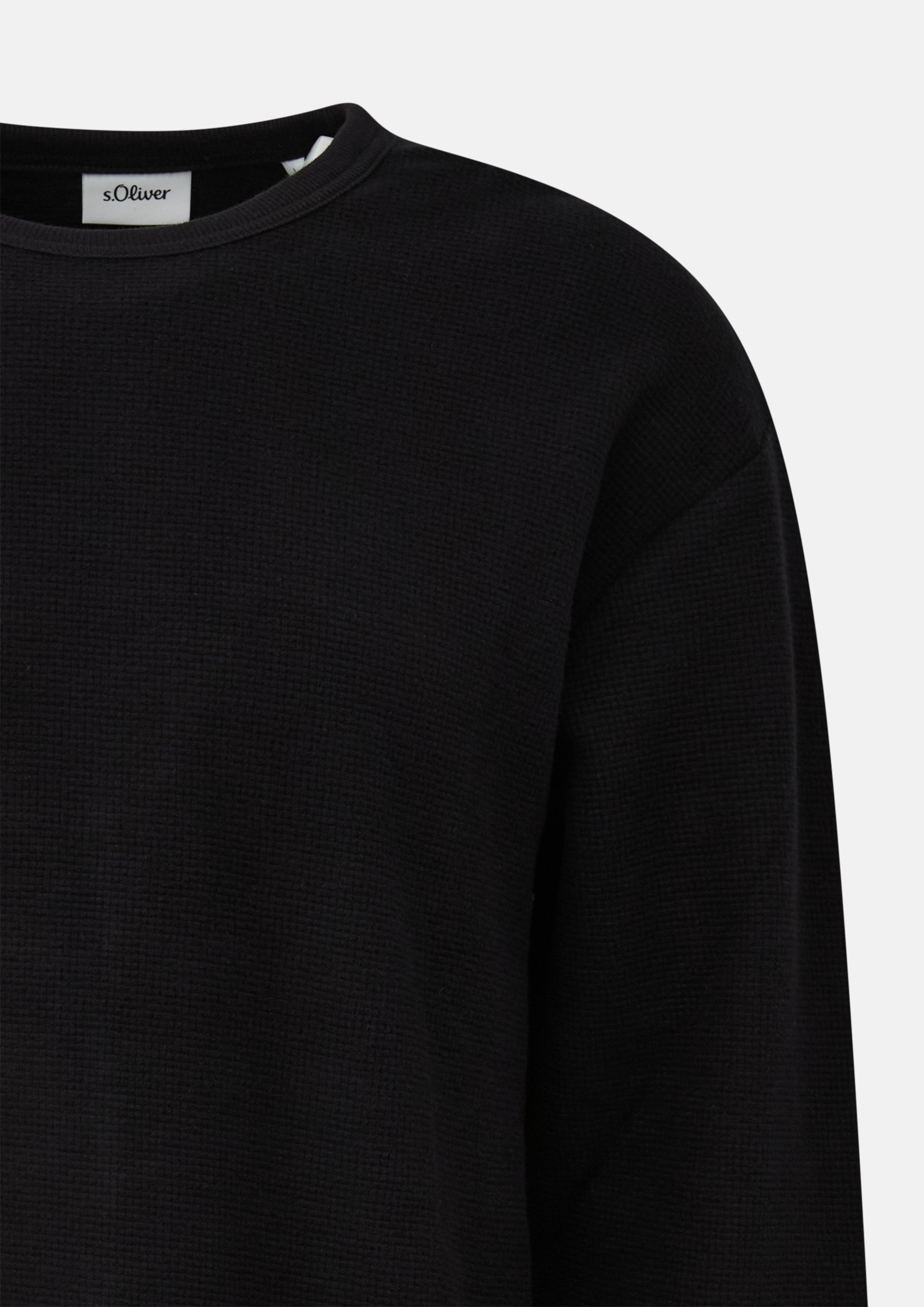 Hommes Haut doux à manches longues et à la coupe moderne, confectionné en jersey gaufré brossé en noir de s.Oliver