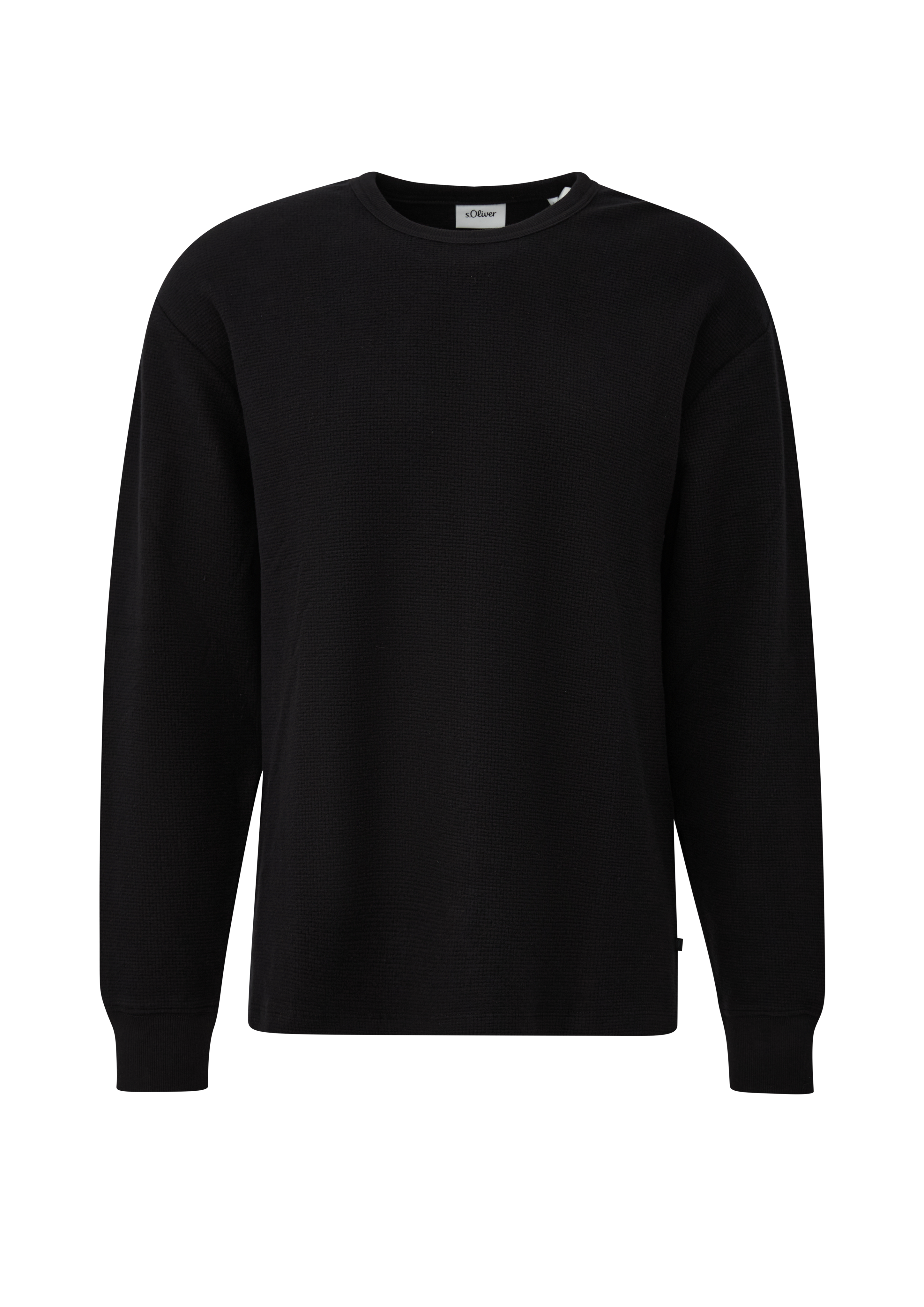 Zachte top met lange mouwen in een moderne pasvorm, gemaakt van geborstelde wafeljersey.