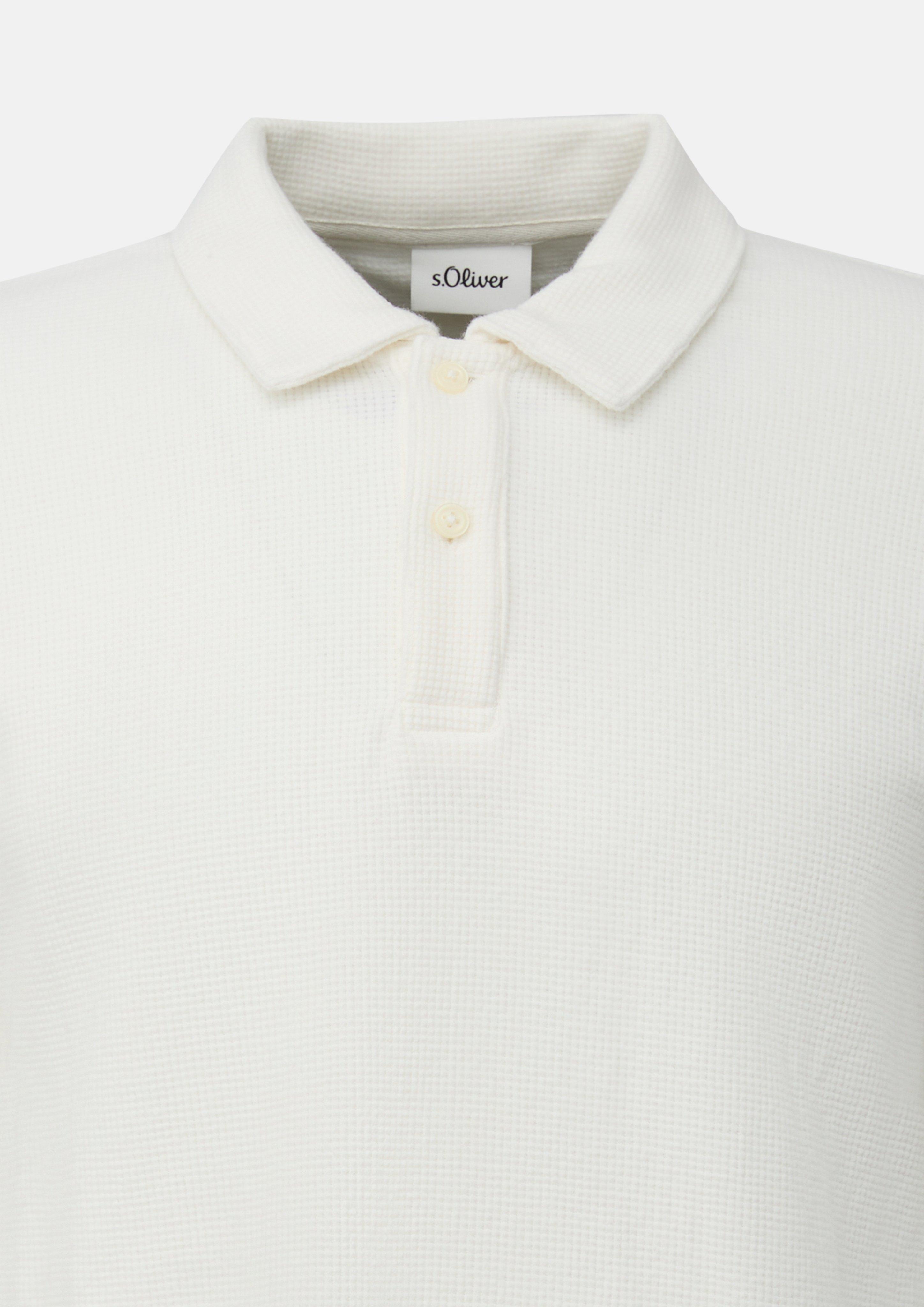 Heren Zachte poloshirt van geborstelde wafeljersey. in crème van s.Oliver