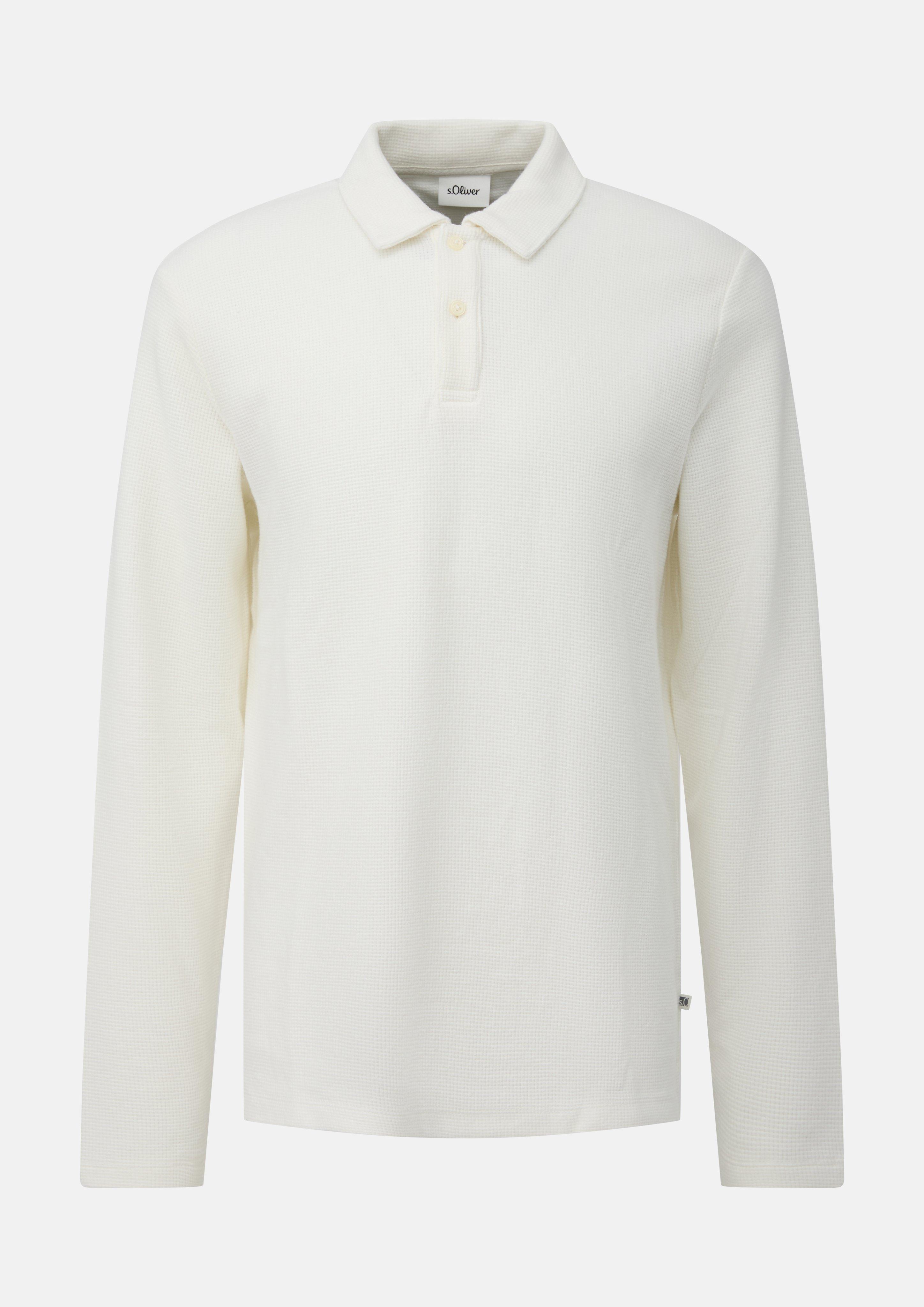 Zachte poloshirt van geborstelde wafeljersey. in crème van s.Oliver