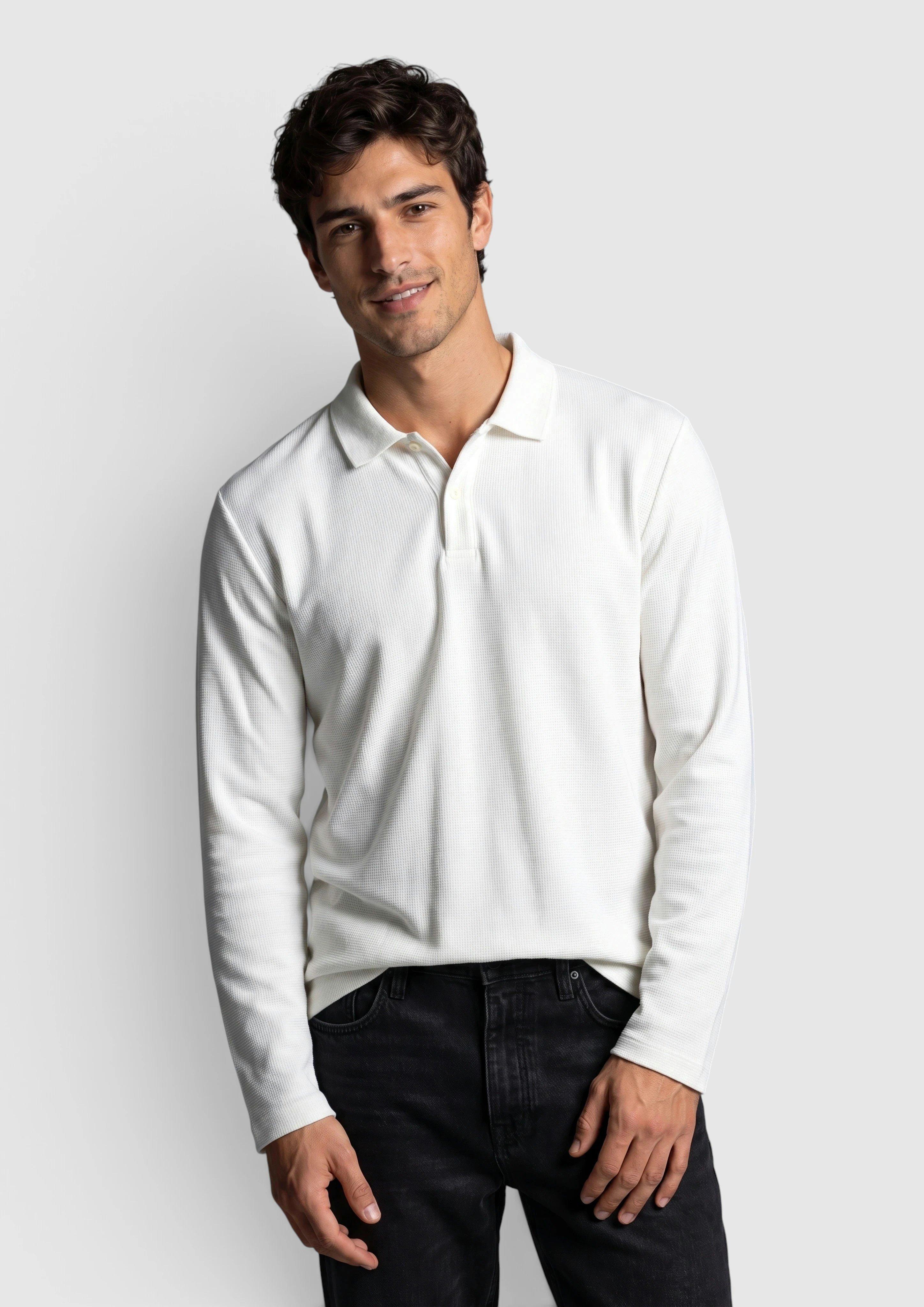 Polo doux en jersey gaufré brossé en crème de s.Oliver