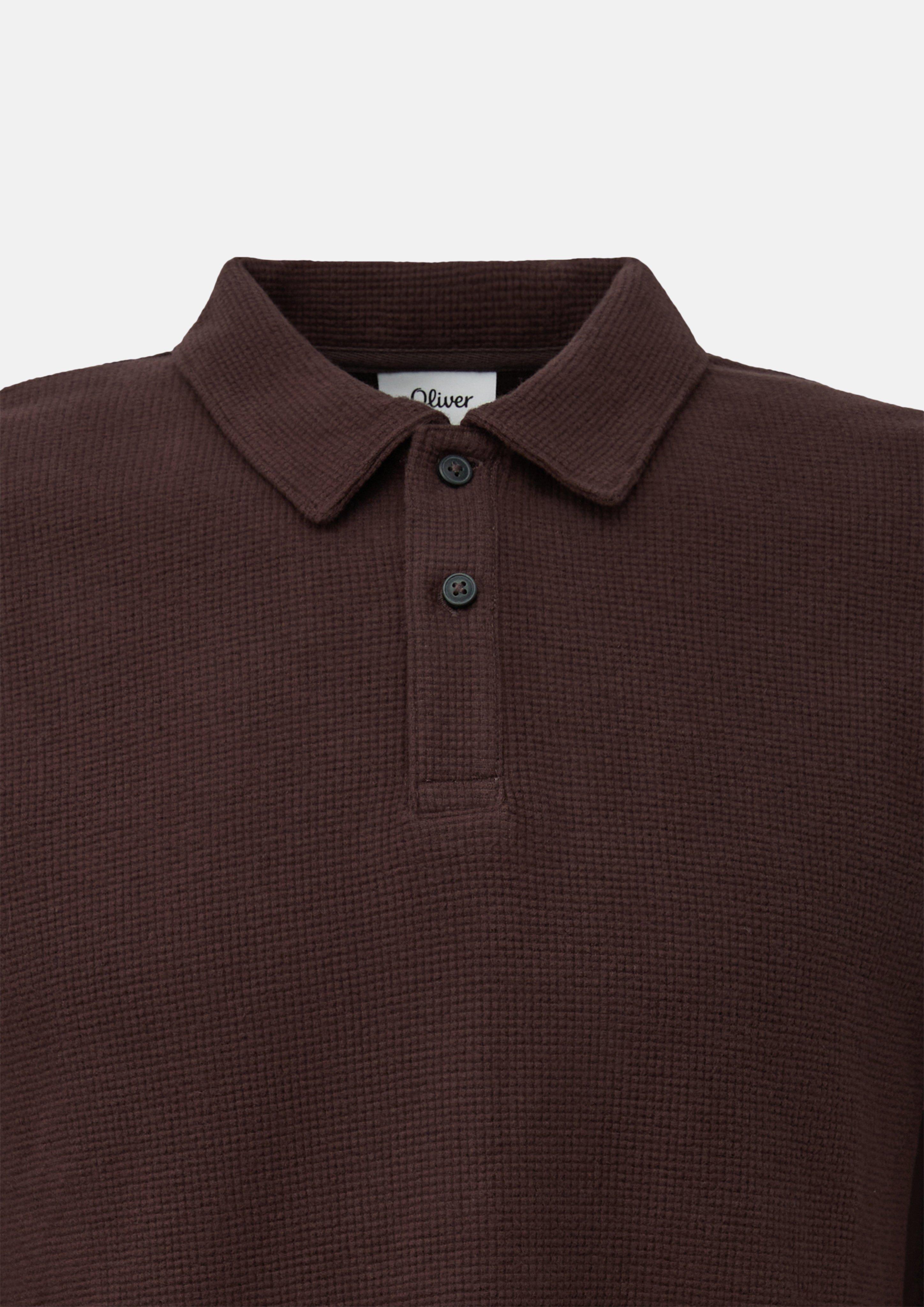 Hommes Polo doux en jersey gaufré brossé en brun de s.Oliver