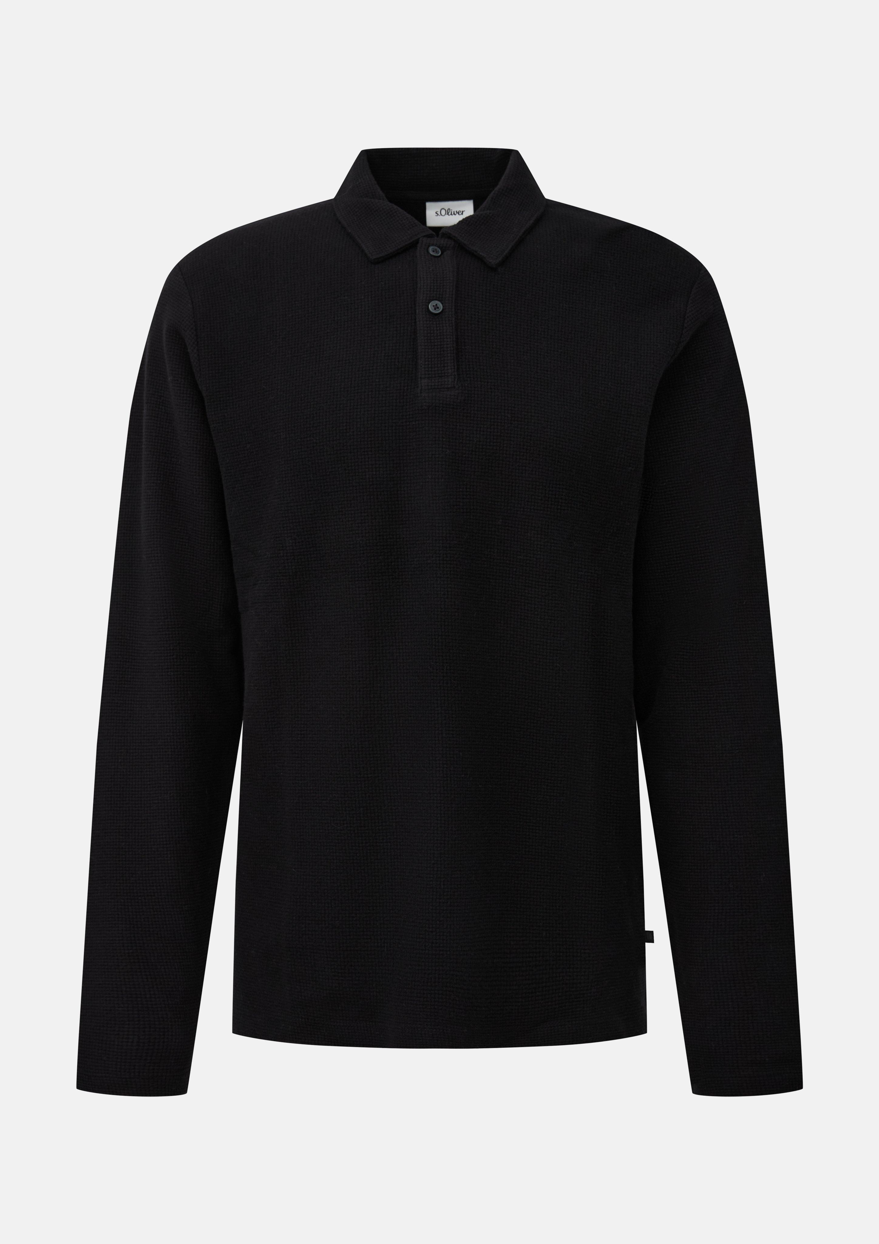 Weiches Poloshirt aus gerautem Waffel-Jersey in Farbe schwarz von s.Oliver