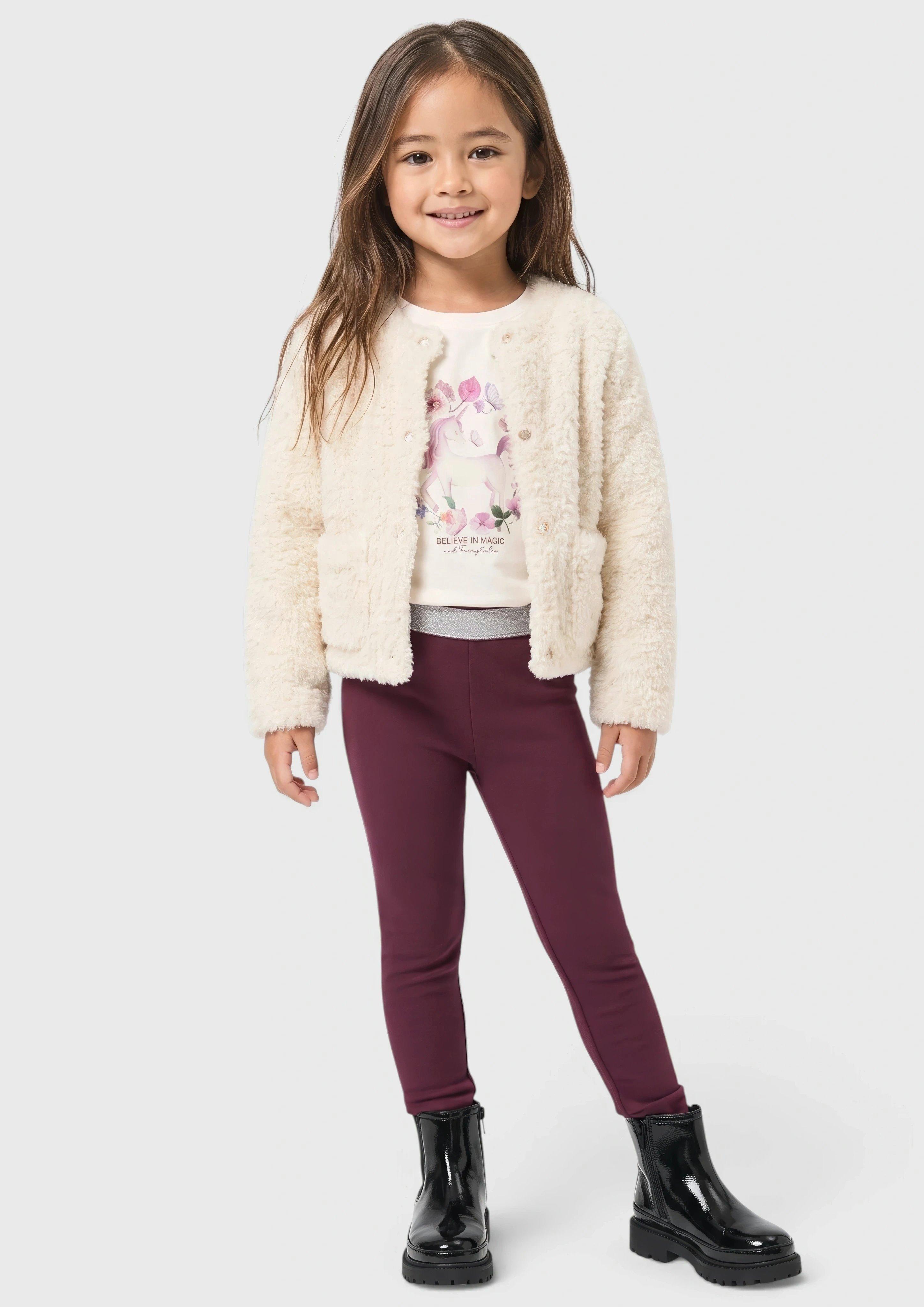 Thermofleece-legging met glinsterende tailleband in bordeaux van s.Oliver