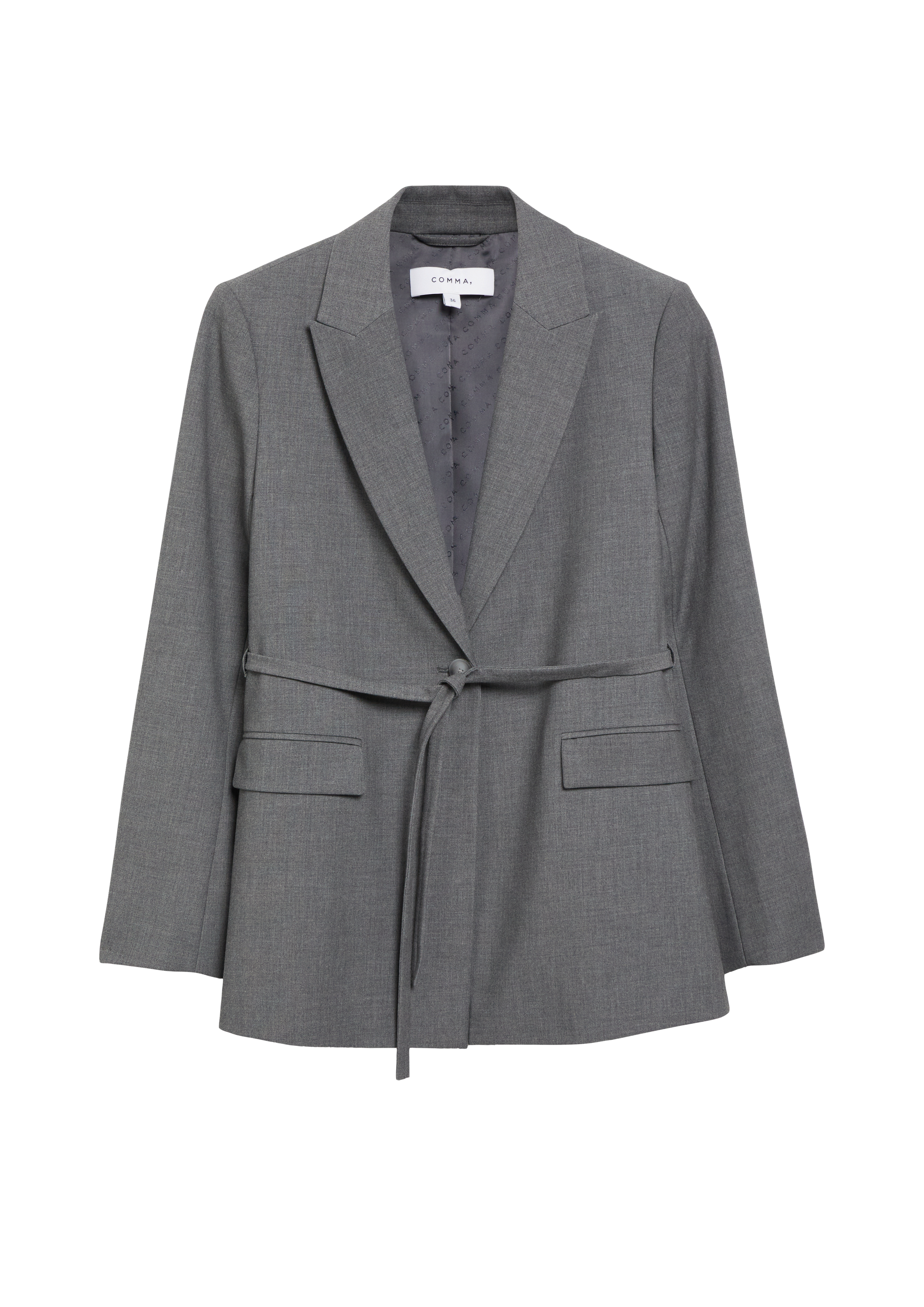 Blazer met zijsplitten en riem