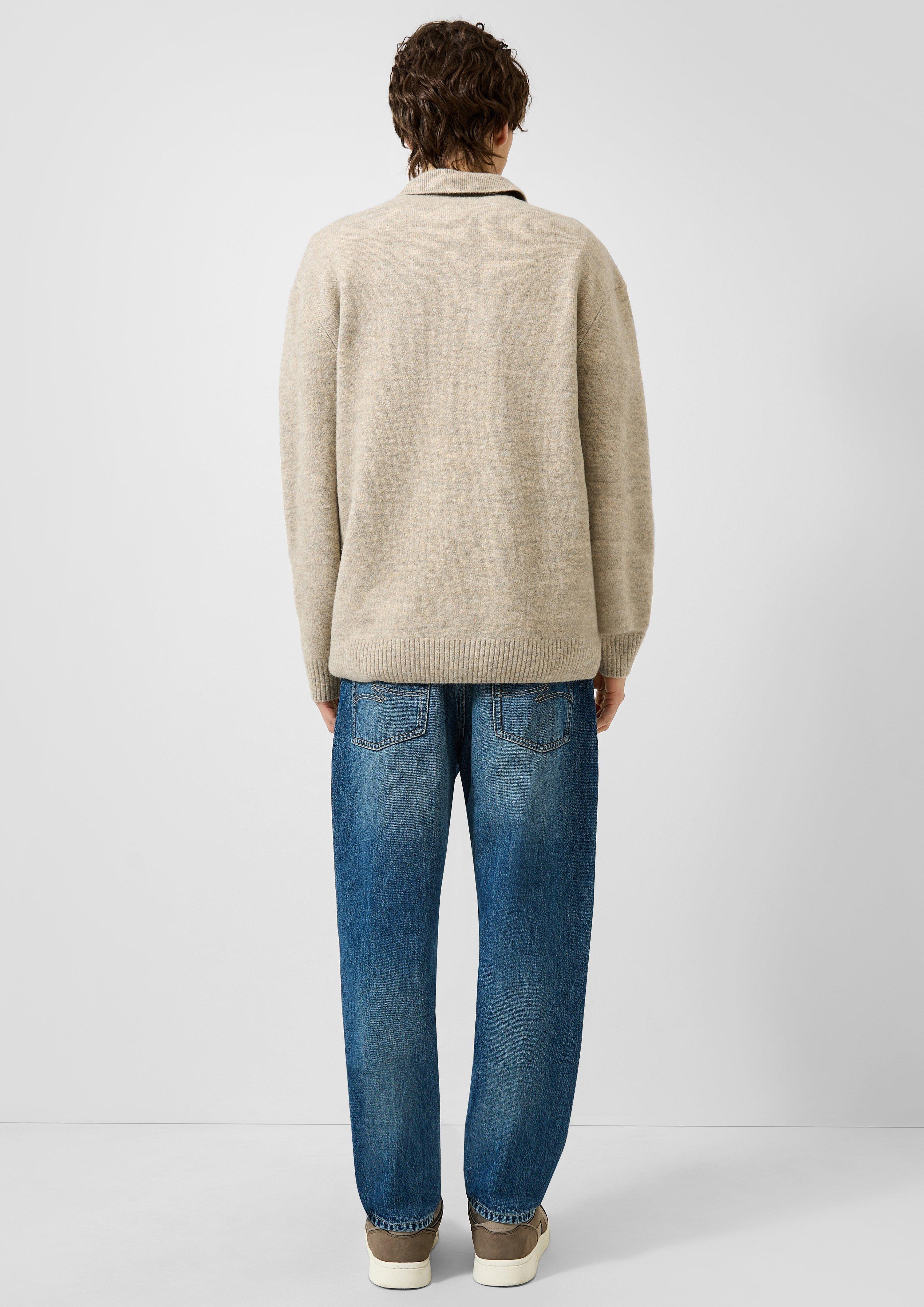 Men Knitted pullover in beige by QS