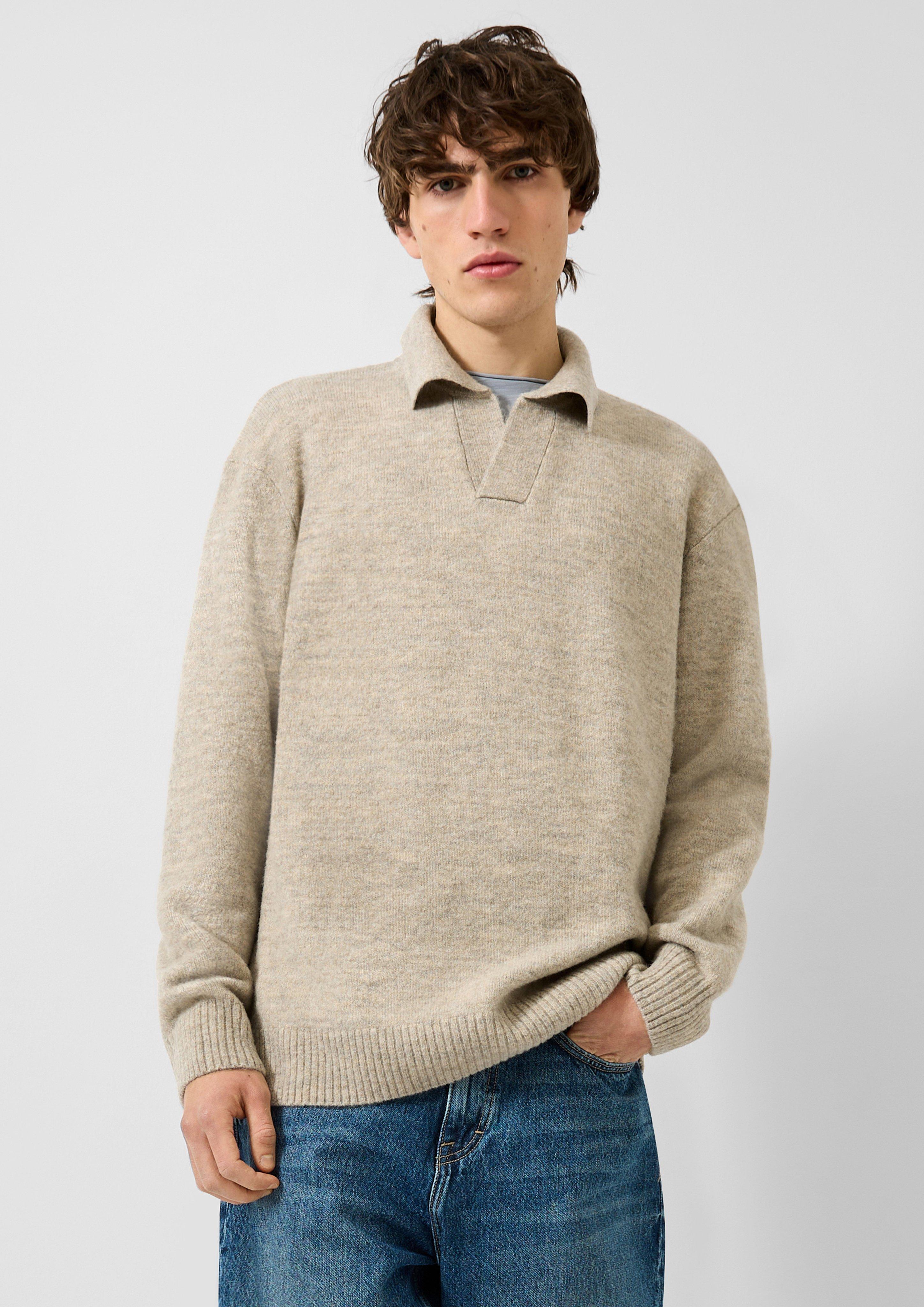Knitted pullover in beige by QS