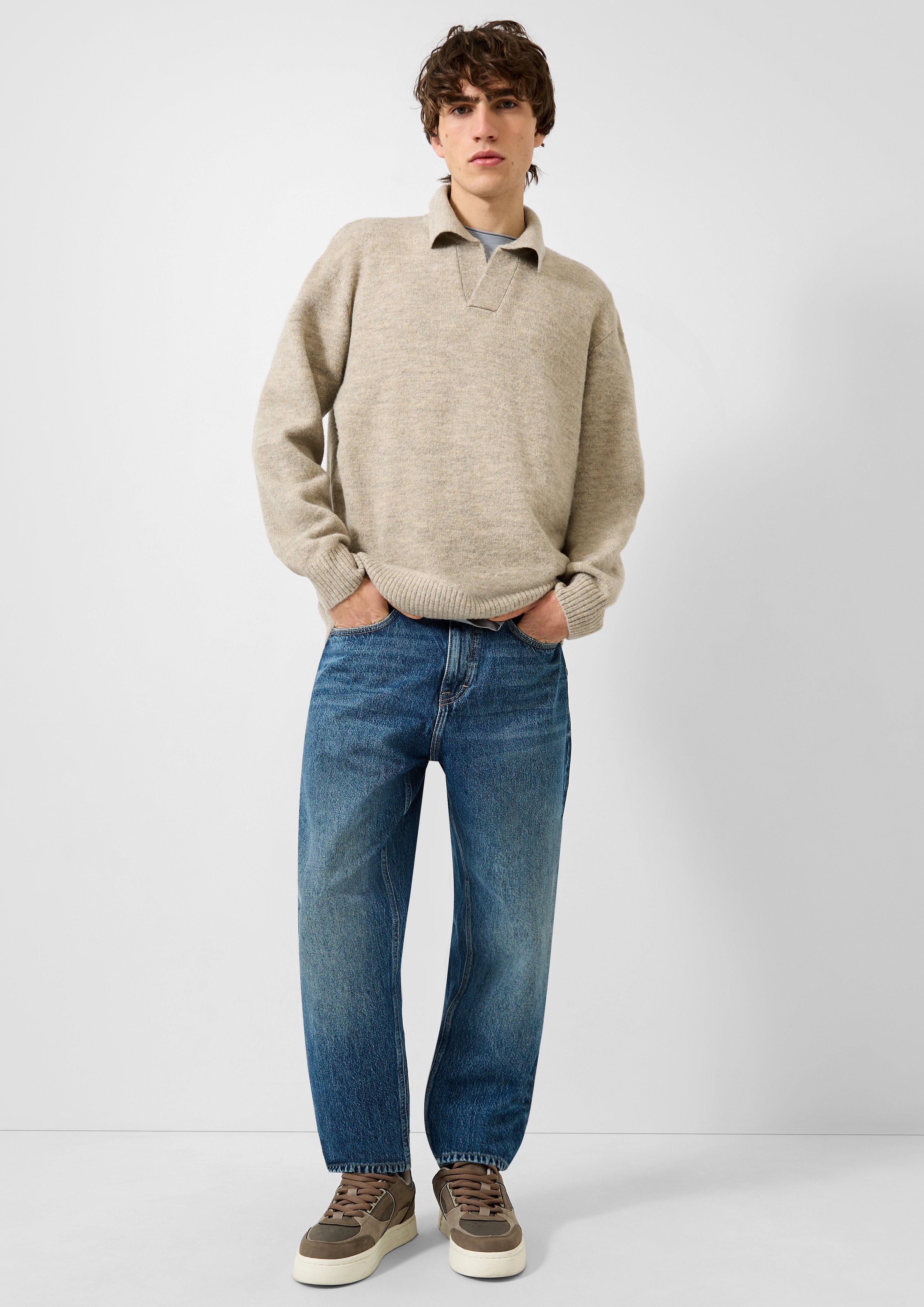 Men Knitted pullover in beige by QS