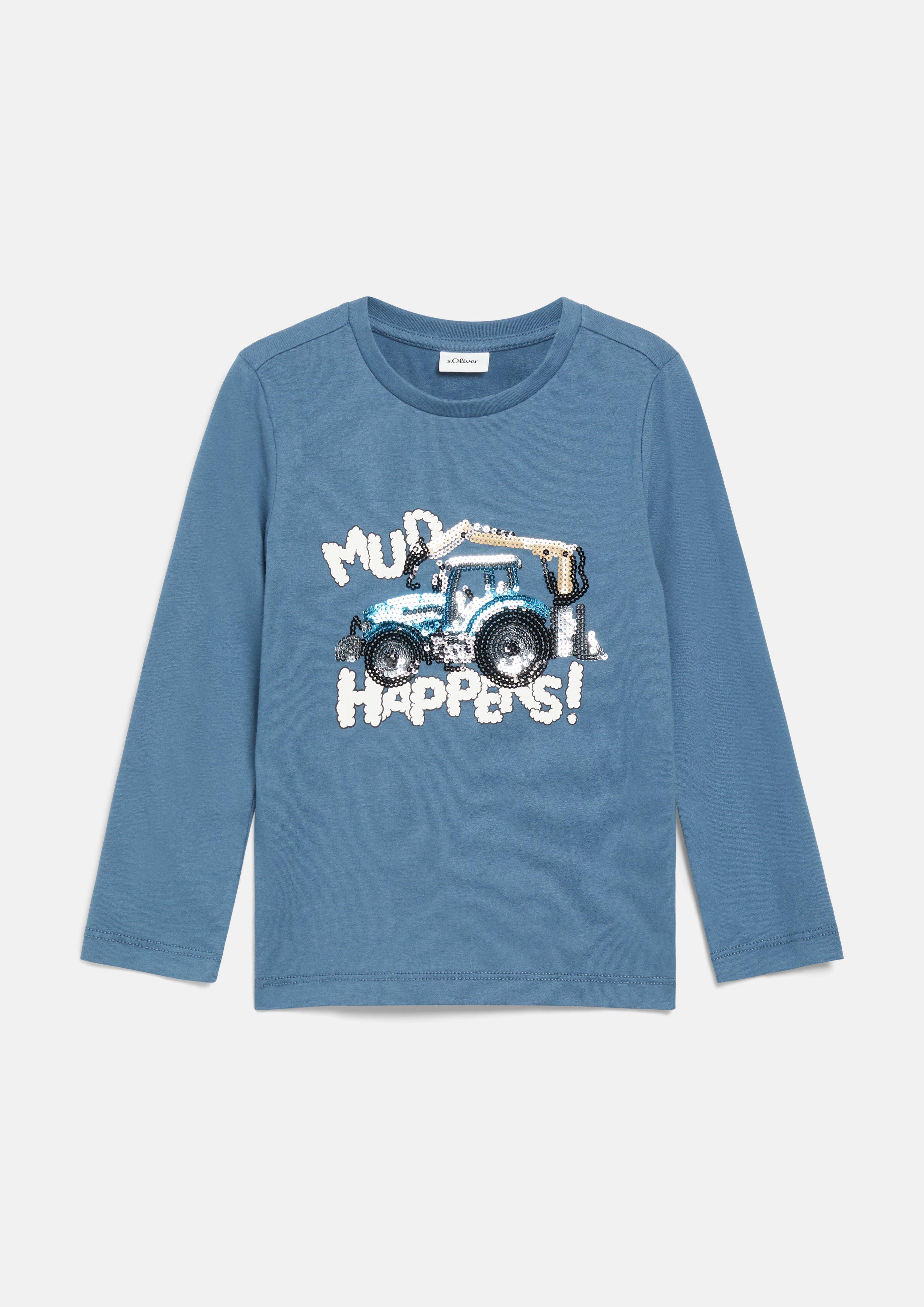 Kinder Langarmshirt mit Pailletten-Artwork in blau von s.Oliver