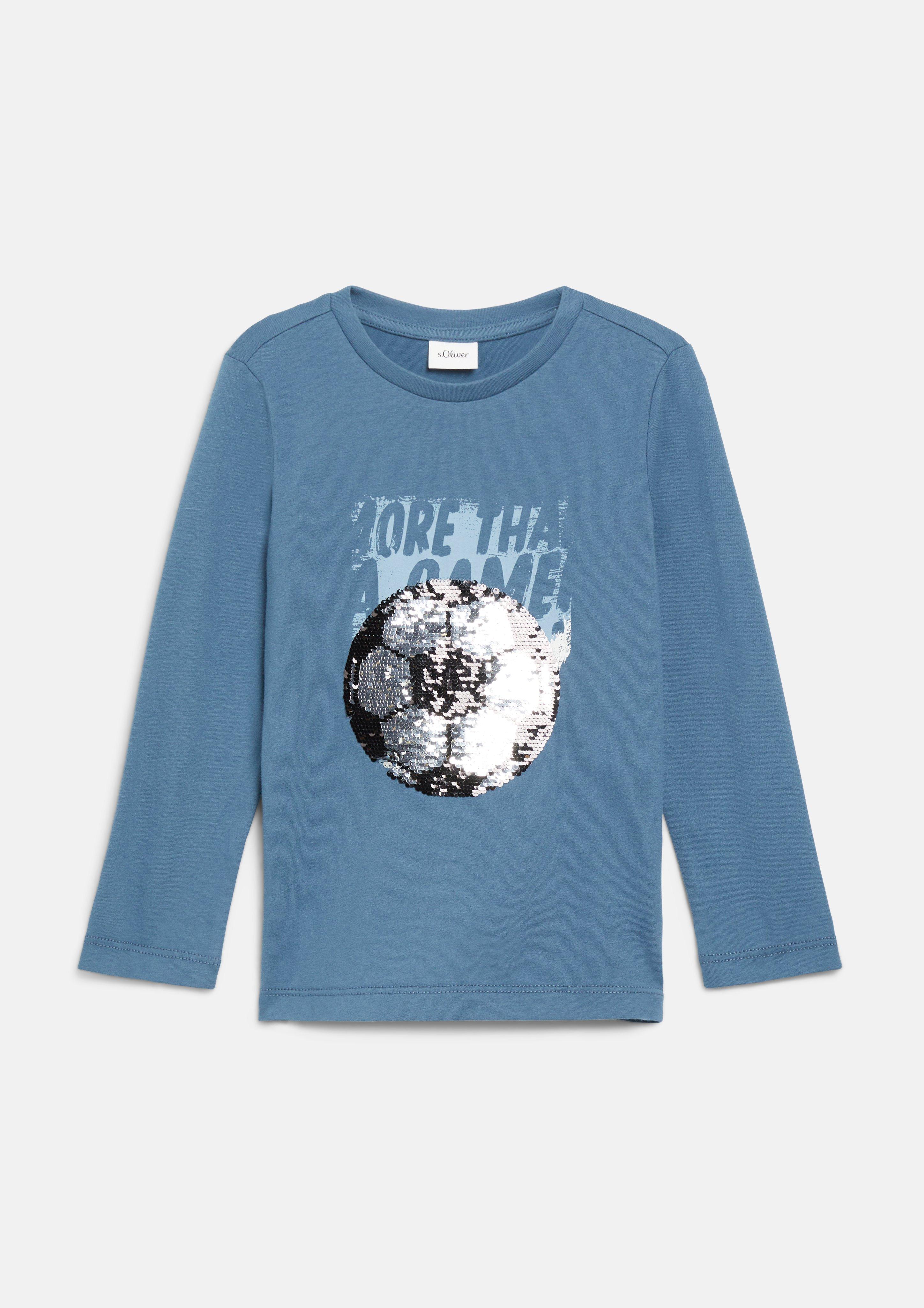 Kinder Langarmshirt mit Pailletten-Artwork in blau von s.Oliver