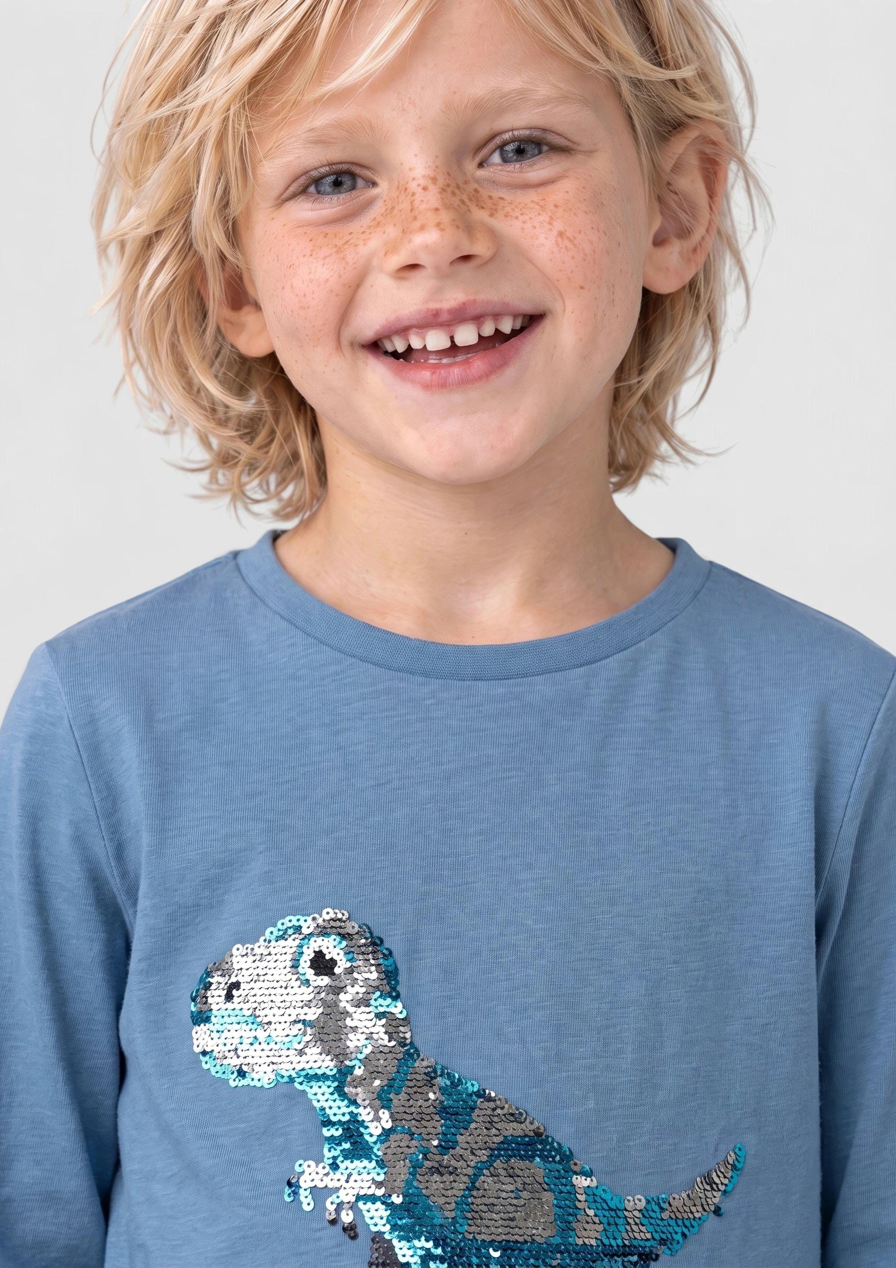 Kinder Langarmshirt mit Pailletten-Artwork in blau von s.Oliver