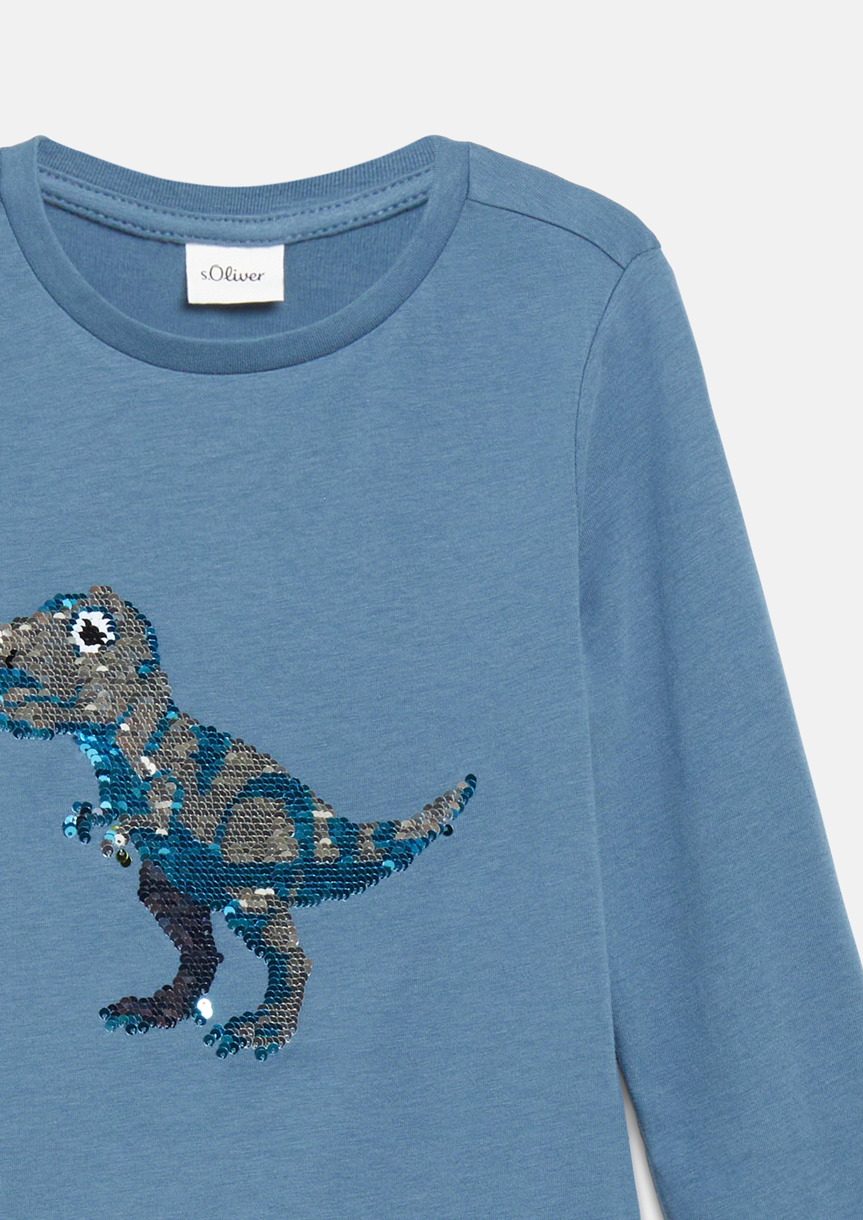 Kinder Langarmshirt mit Pailletten-Artwork in blau von s.Oliver