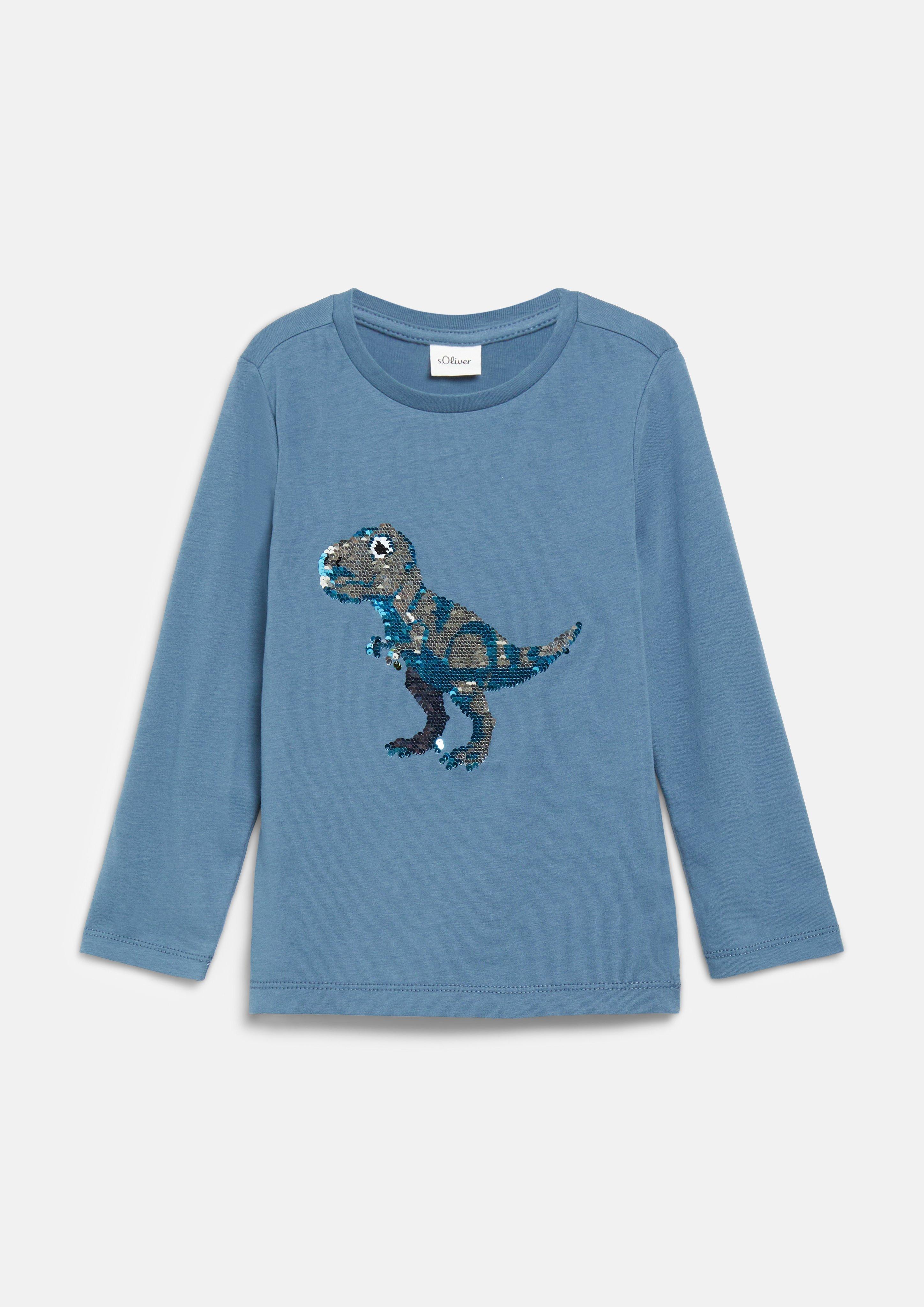 Kinder Langarmshirt mit Pailletten-Artwork in blau von s.Oliver