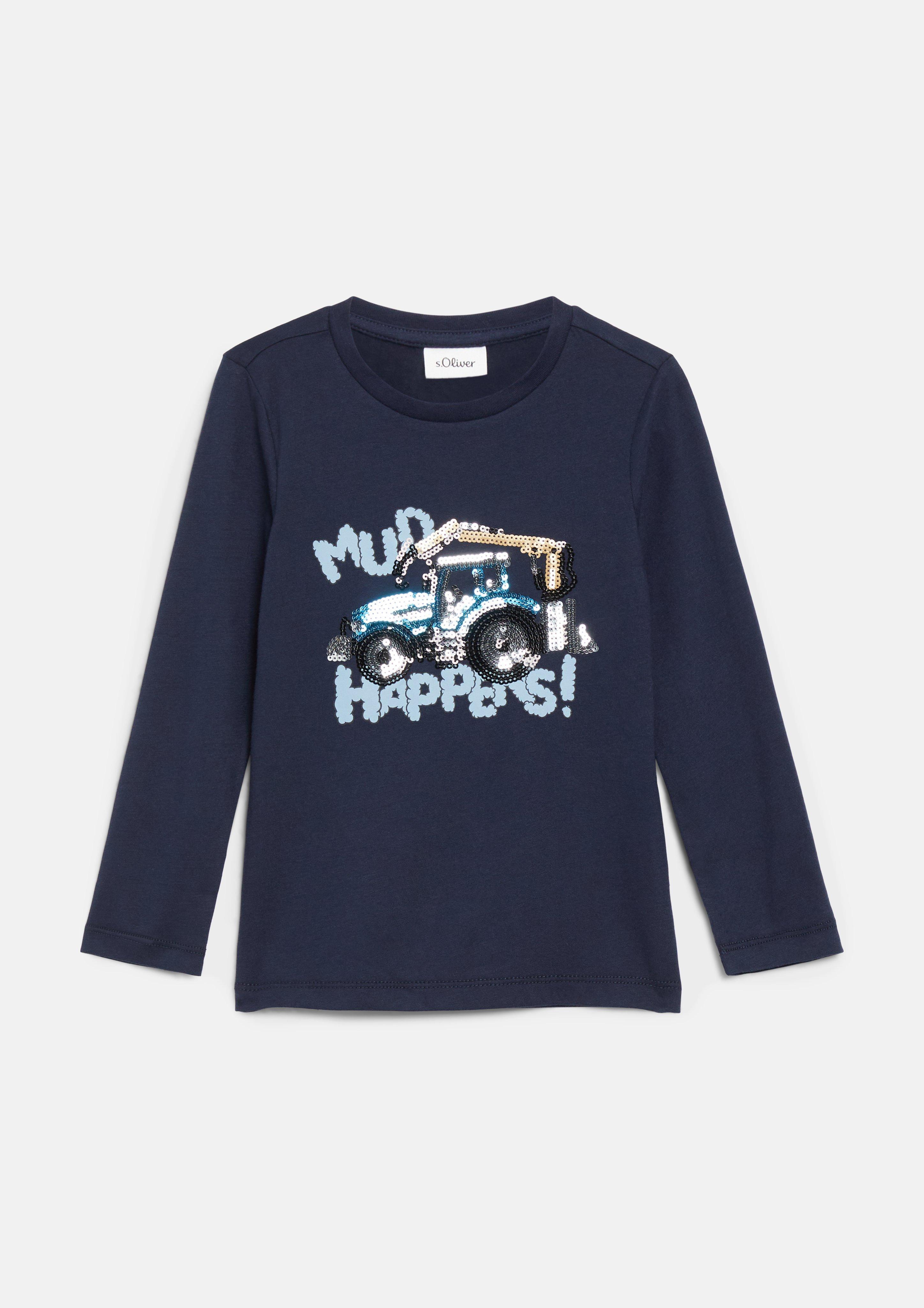 Kinder Langarmshirt mit Pailletten-Artwork in blau von s.Oliver